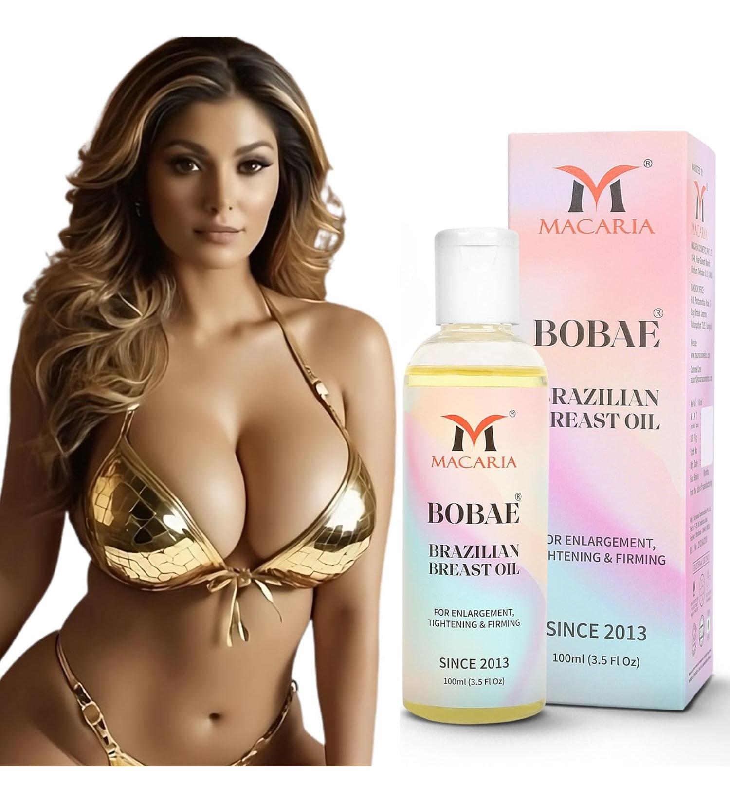 MACARIA Bobae Brazilian Natural Breast Oil | Bust Tightening Shape & Size up Toning Firming Massage larger Breast Enhancement Gel bigger Brazilian Boobs Women enlargement Oil for quick Fast growth - Buy Online on GoSupps.com