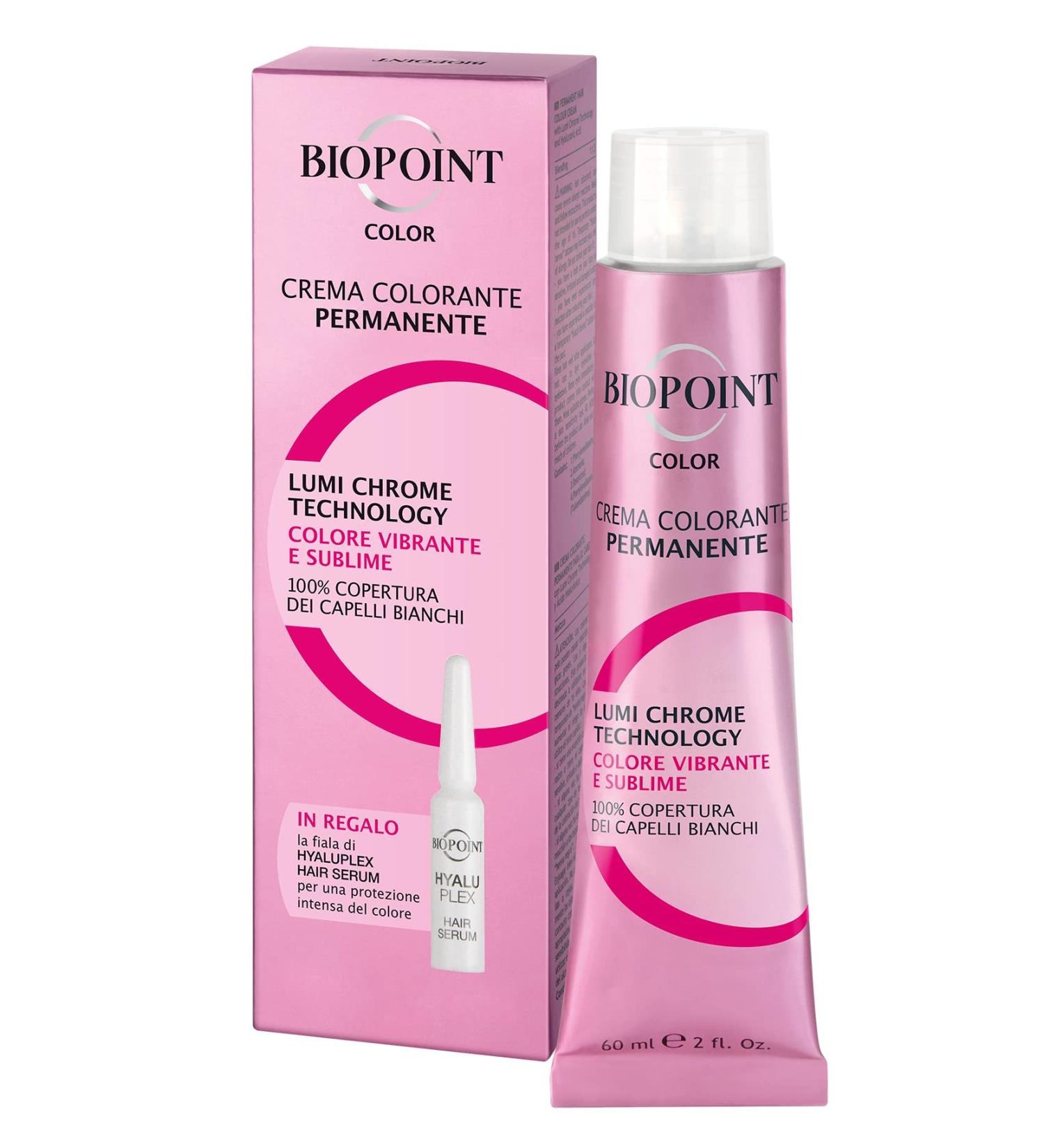 Biopoint Colour Cream Permanent Colouring 60 ml + 1 Ampoule of Hyaluplex Hair Serum 3 ml - 4 Medium Brown - Buy Online on GoSupps.com