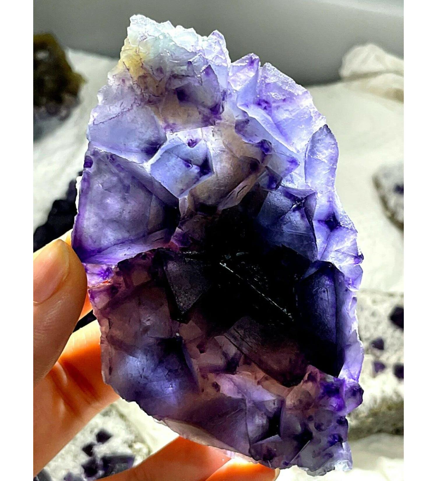 Natural Crystal Rough 124g Natural Purple Green Octahedron Fluorite Cluster Crystal - Buy Online on GoSupps.com