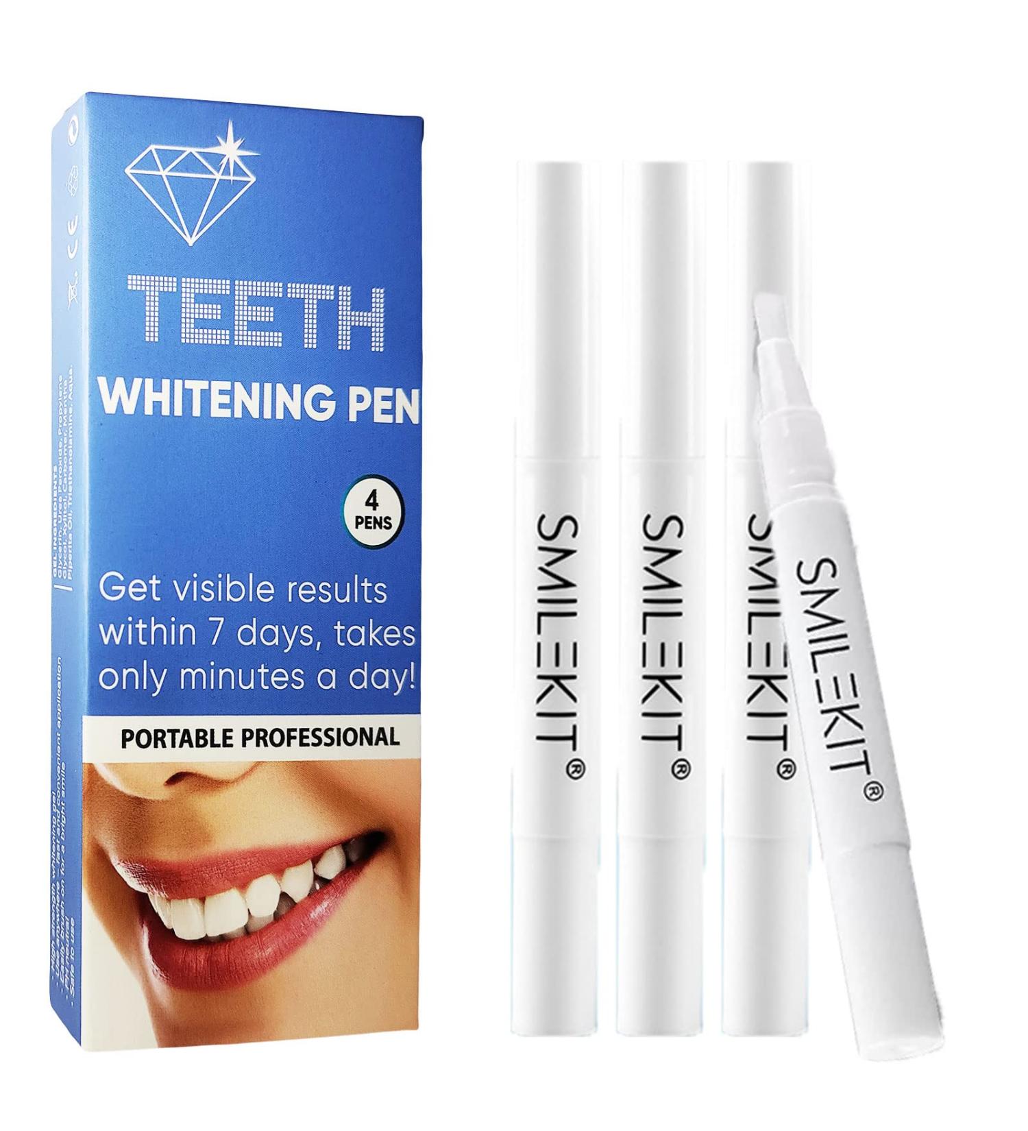 Teeth Whitening Pen & Stain Remover - 4 Pcs, 70+ Uses, 1 Month Supply - Buy Online on GoSupps.com