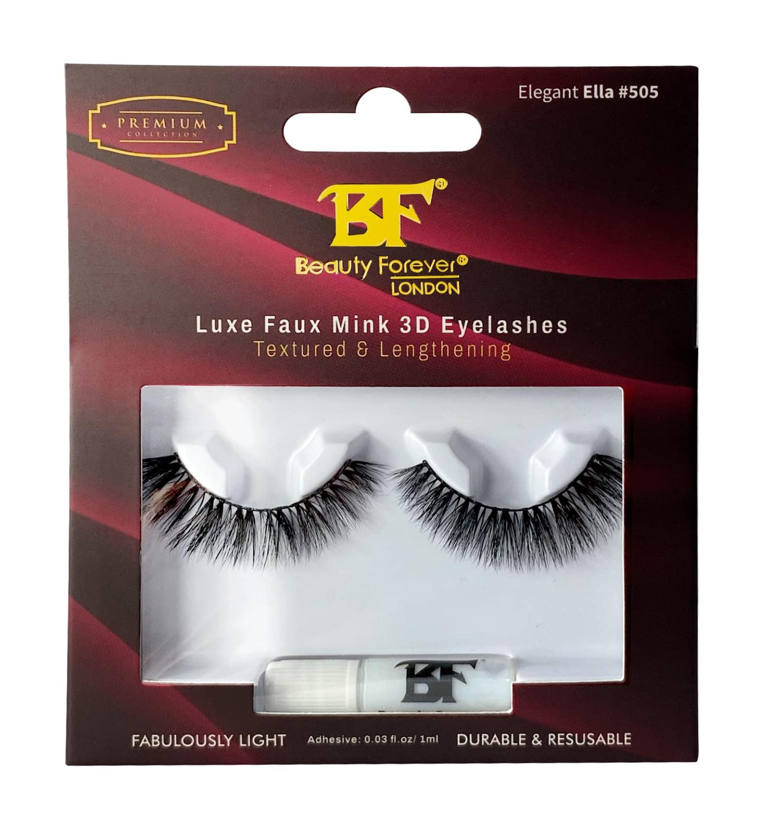 Beauty Forever Luxe Faux Mink 3D Eyelashes With Textured and Lengthening Elegant Ella No. 505 - Buy Online on GoSupps.com