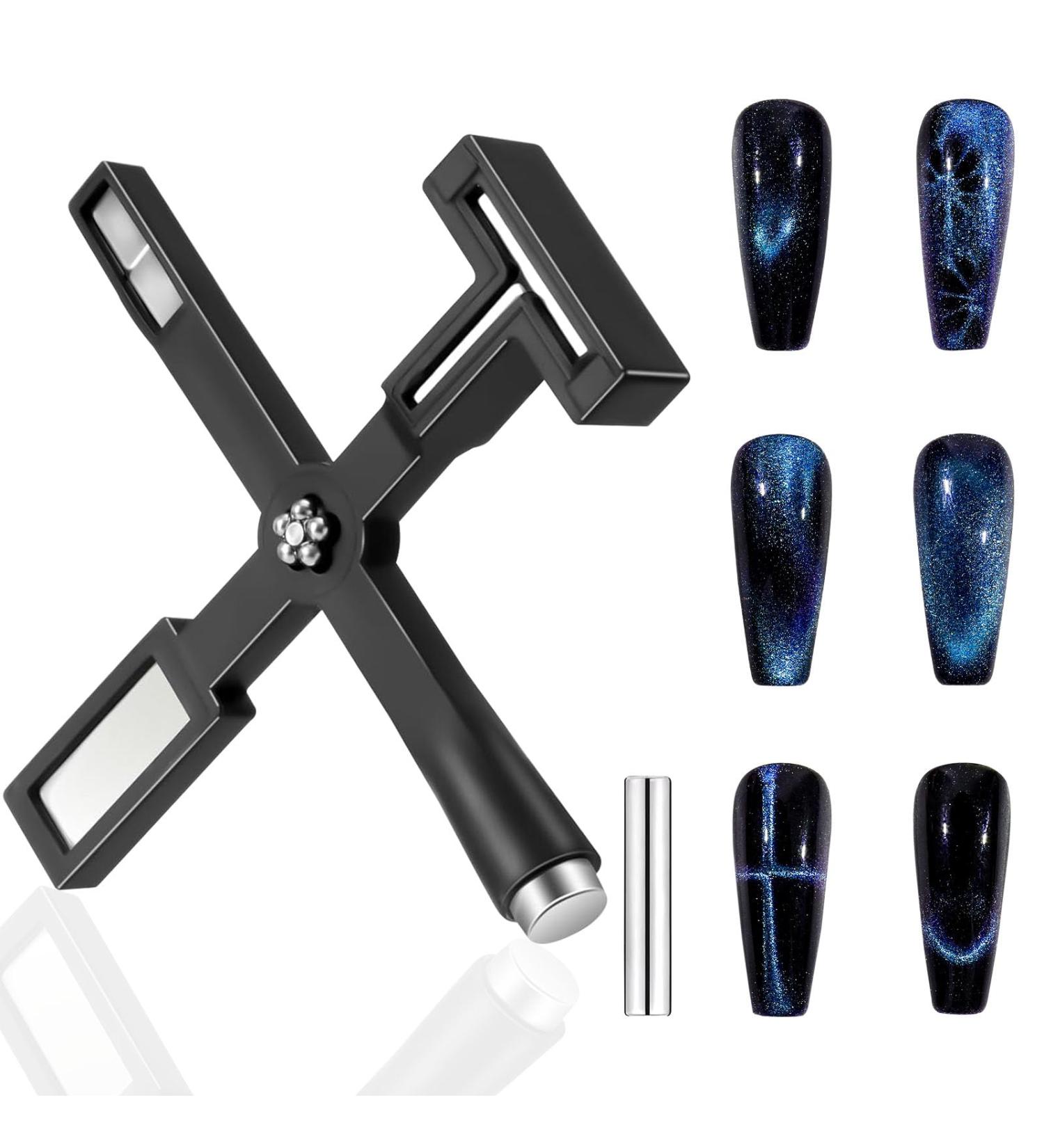 5 In 1 Magnetic Cat Eye Nail Pens - Upgraded with Silicone Cover for Stunning 3D Effects | Perfect Magnetic Cat Eye Gel Polish (Black) - Buy Online on GoSupps.com