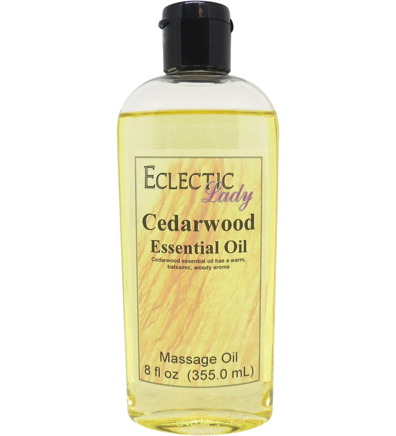 All Natural Cedarwood Massage Oil - 8 oz | 100% Natural Sweet Almond & Jojoba Blend | Relaxing Scent for Men & Women - Buy Online on GoSupps.com