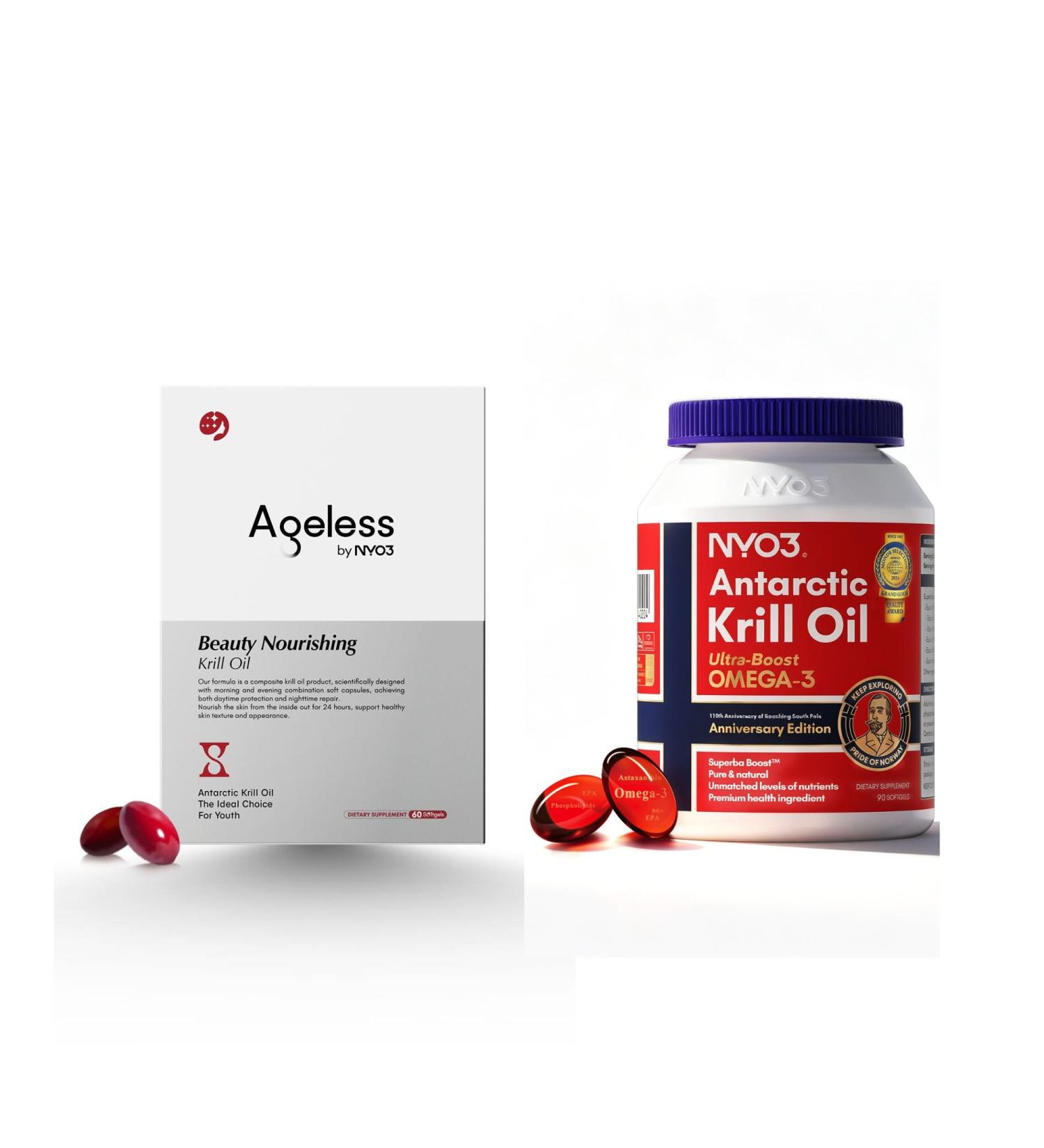 NYO3 1000mg Krill Oil Anti-Aging Supplement for Women w/PQQ Krill Oil 2 Pack - Buy Online on GoSupps.com
