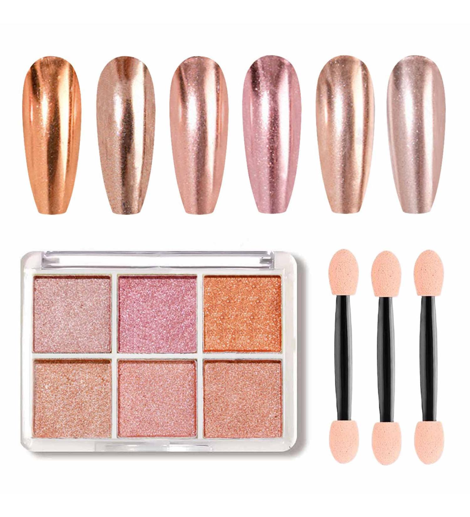 GZMAYUEN Rose Mirror Chrome Nail Powder Metallic Powder for Nails 6 Colors Solid Pink Nail Art Chrome Powder 07 - Buy Online on GoSupps.com