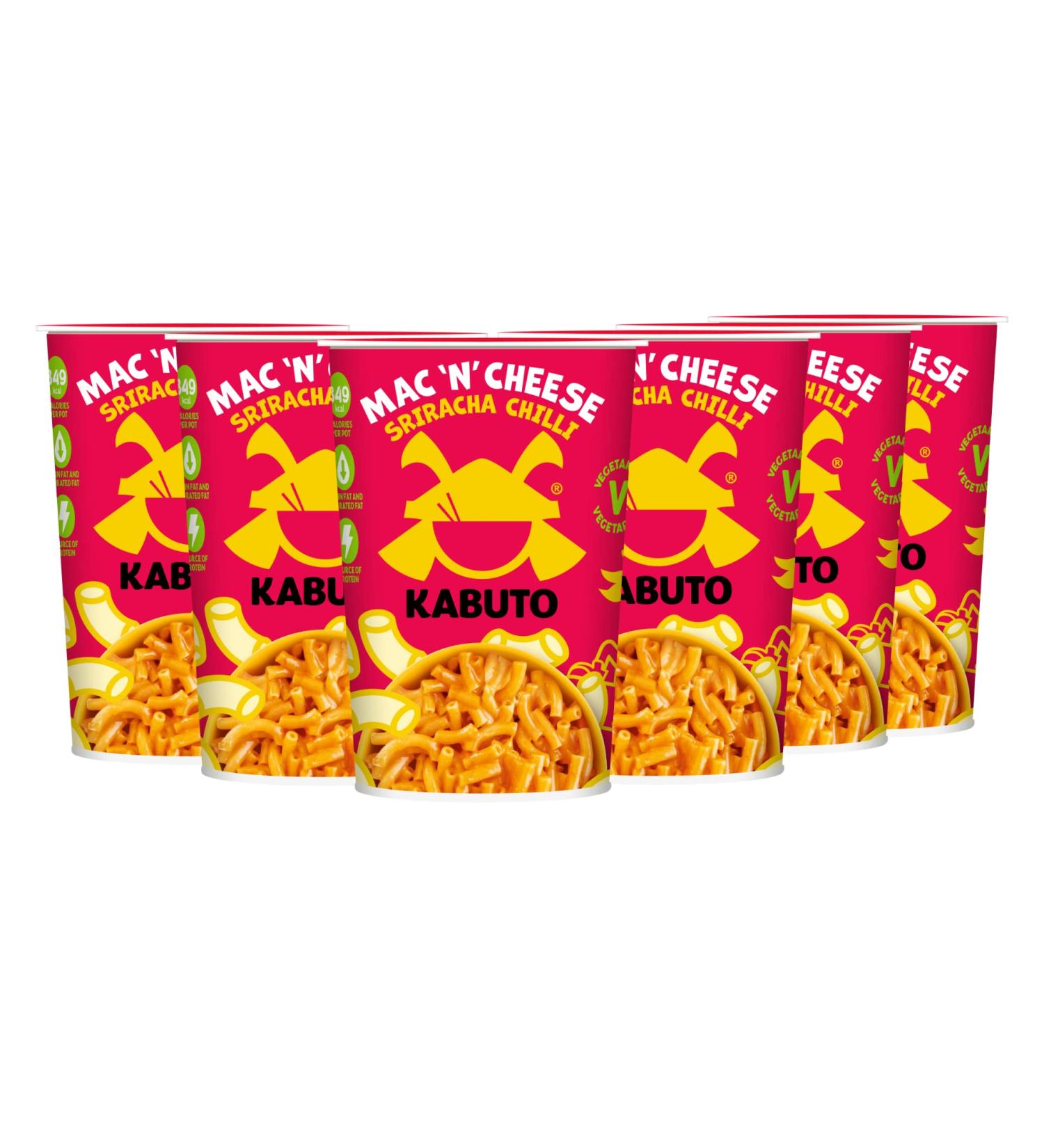 Kabuto Noodles Mac n' Cheese Sriracha Chilli Pack of 6 (6 x 85g Instant Macaroni Cheese Sriracha Chilli Flavour Pots) - Buy Online on GoSupps.com