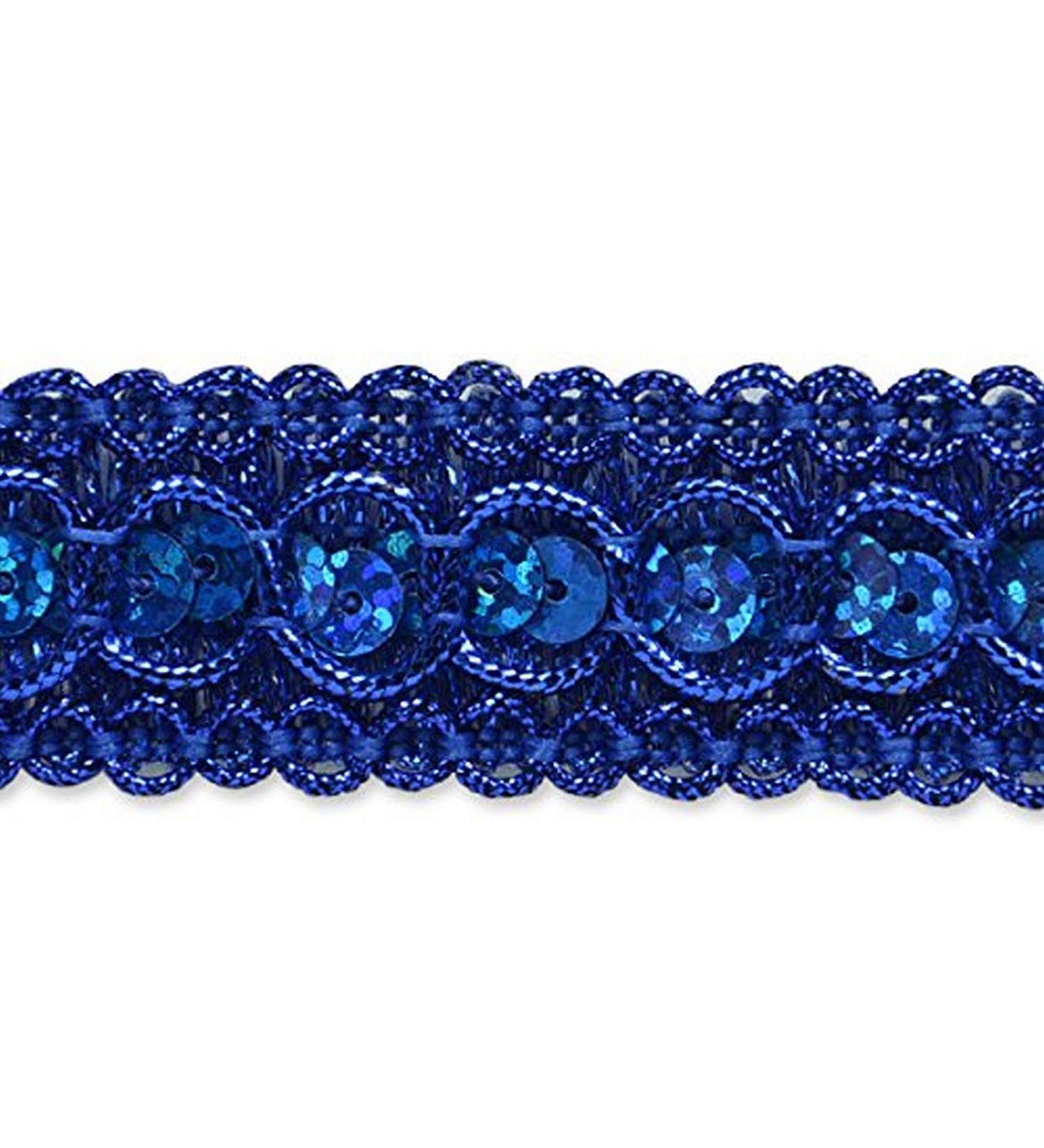 Royal Blue Trish Sequin Metallic Braid Trim - 20 Yard Cut | Shop Trims by the Yard - Buy Online on GoSupps.com