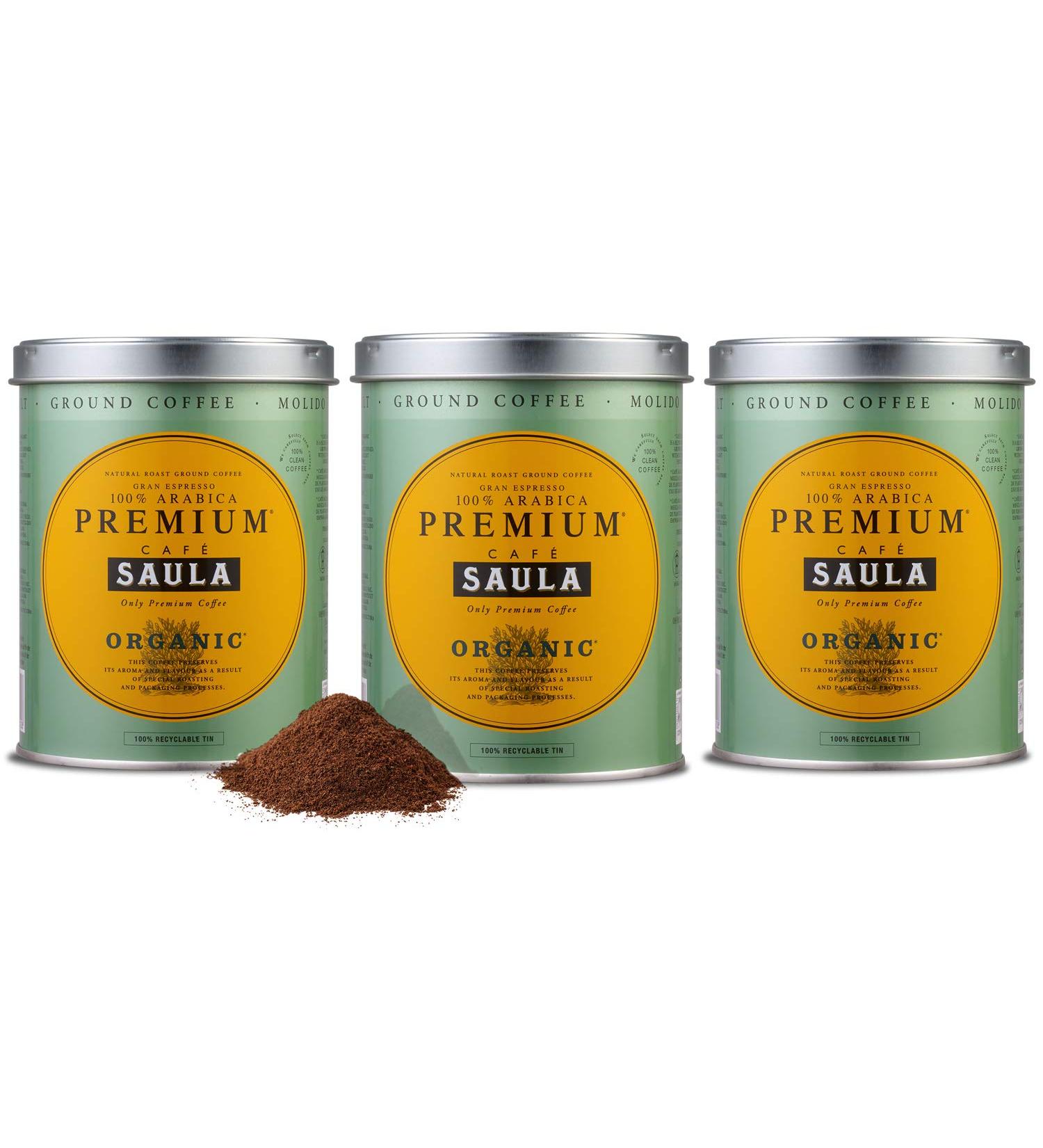 Caf Saula Pack de 3 bo tes de 250 gr. Premium Organic 100% Arabica moulu - Buy Online on GoSupps.com
