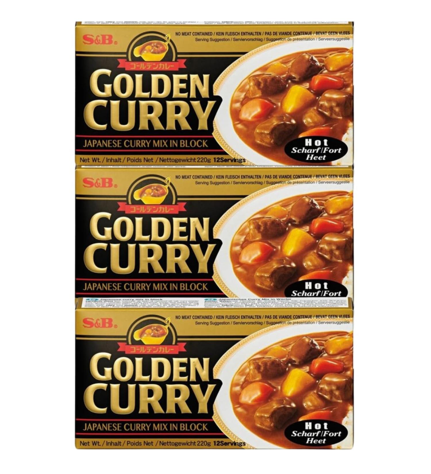 Buy S&B Golden Curry Black 3x220g - Hot Vegetarian Japanese Curry Mix | Safe Shipping with Heartforcards  - Buy Online on GoSupps.com