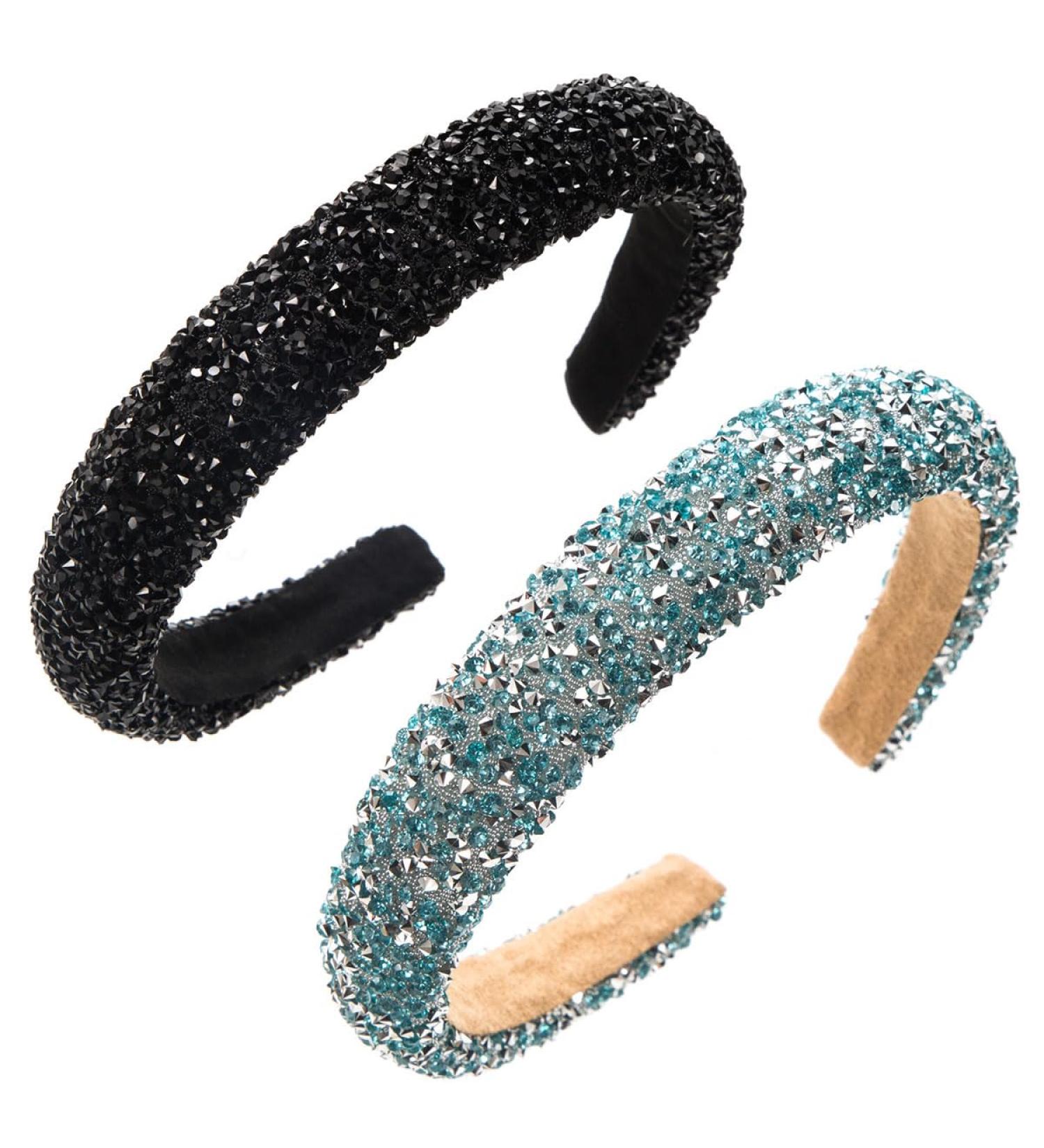 scicent Hair Accessories 2 Pieces Rhinestone Hair Bands for Women Diamond Embellished Head Band Bling Sparkle Thick Padded Hairband Fashion Wide Hair Hoops for Daily Wear - 26412 - Buy Online on GoSupps.com