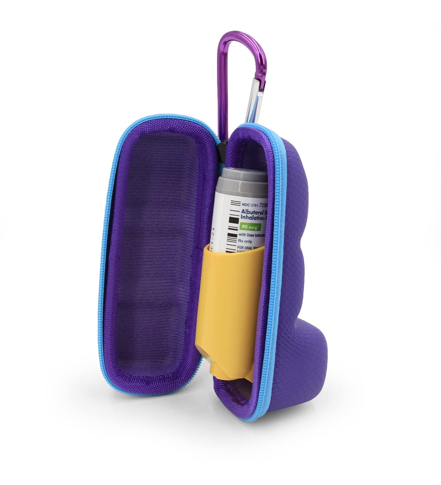 Asthma Inhaler Case with Lanyard and Carabiner Clip - Fits Standard and New Albuterol Inhaler Devices up to 4 Inches - Includes Asthma Case Only - Buy Online on GoSupps.com
