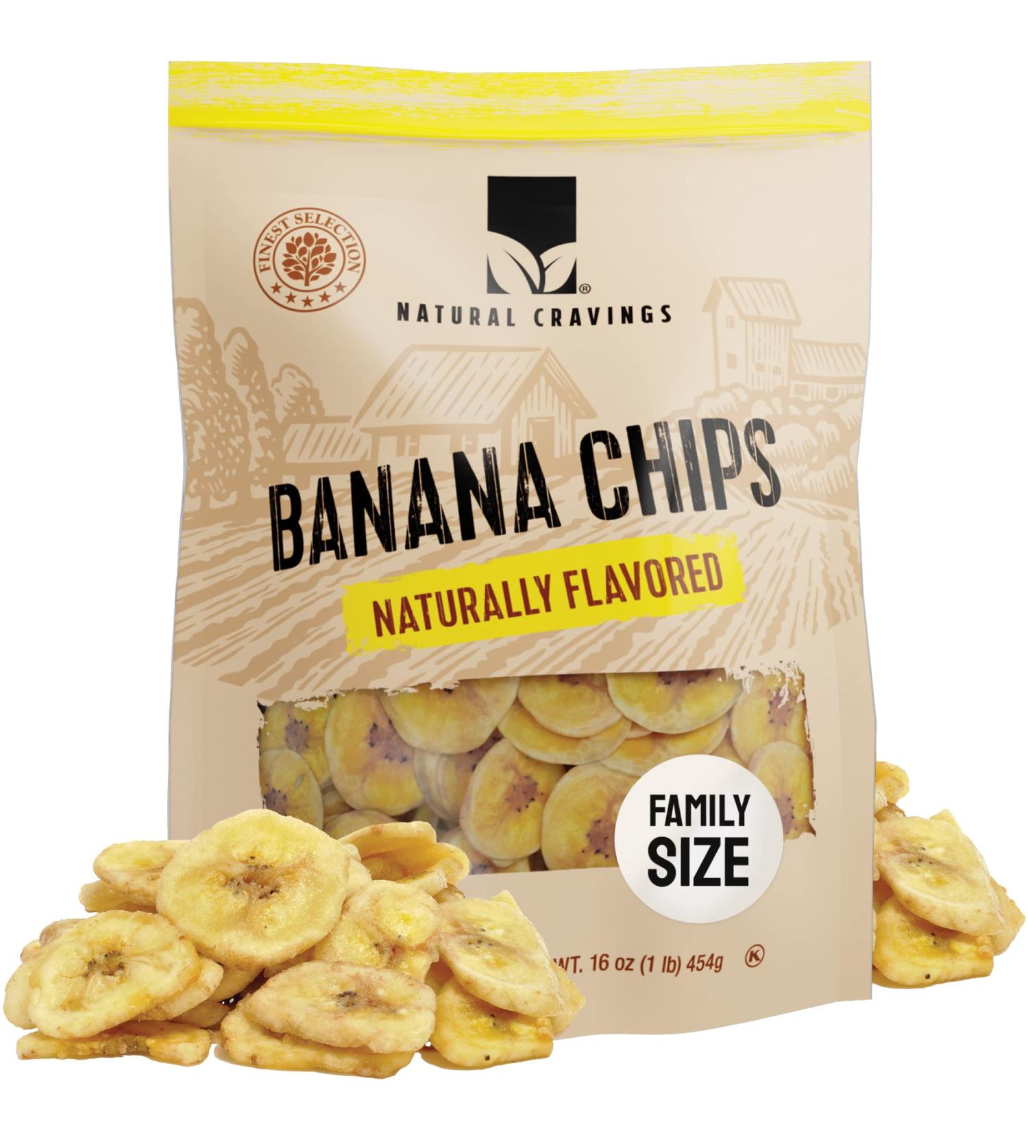 Sweet and Crispy Dehydrated Banana Chips - 16 oz Bag of Healthy Dried Slices for Adults & Kids - 100% Pure Fruit Snacks - Buy Online on GoSupps.com