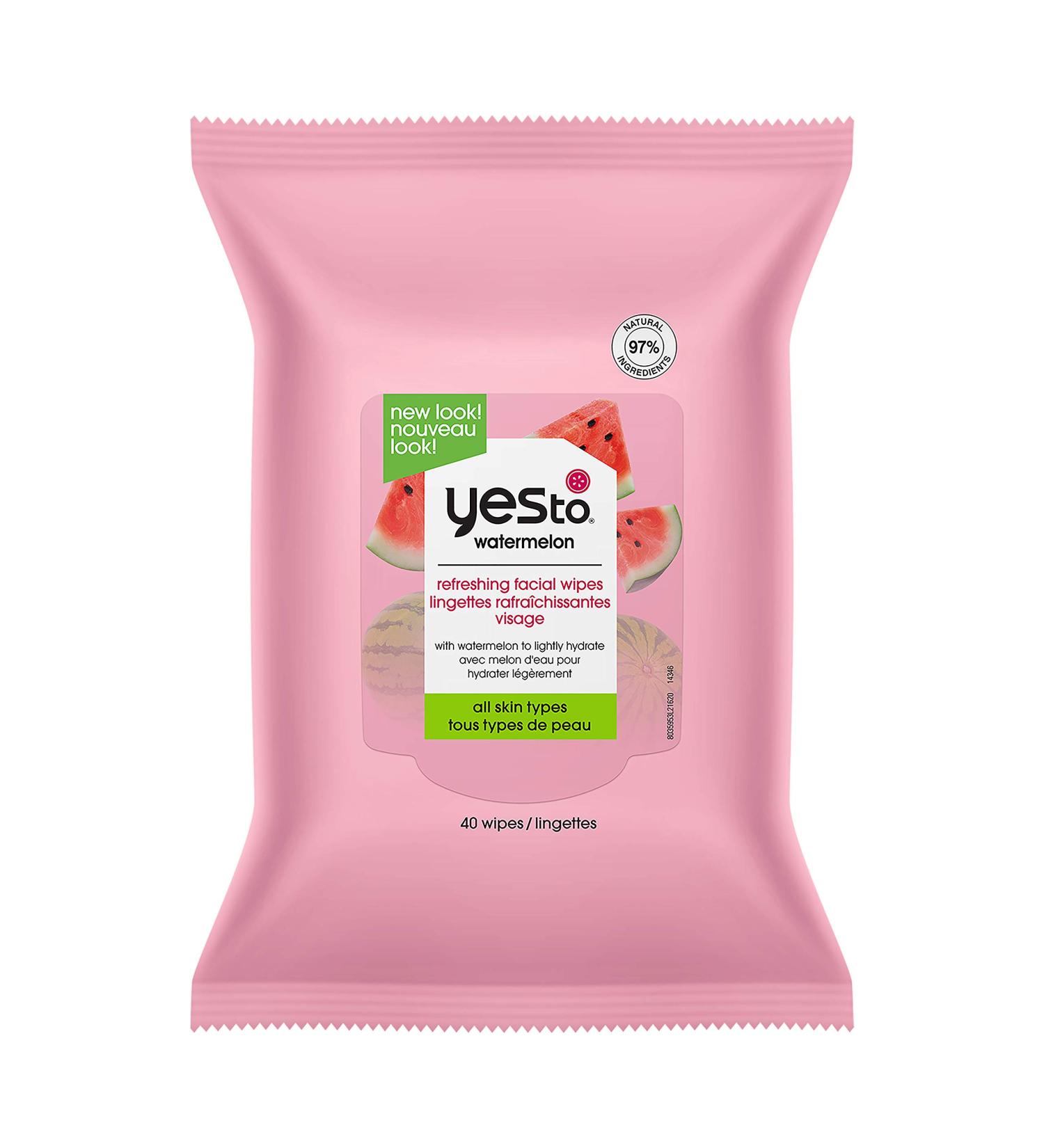 Yes To Watermelon Refreshing Facial Cleansing Wipes for Women and Men - Makeup Remover and Cleanser, 40 Count - Buy Online on GoSupps.com