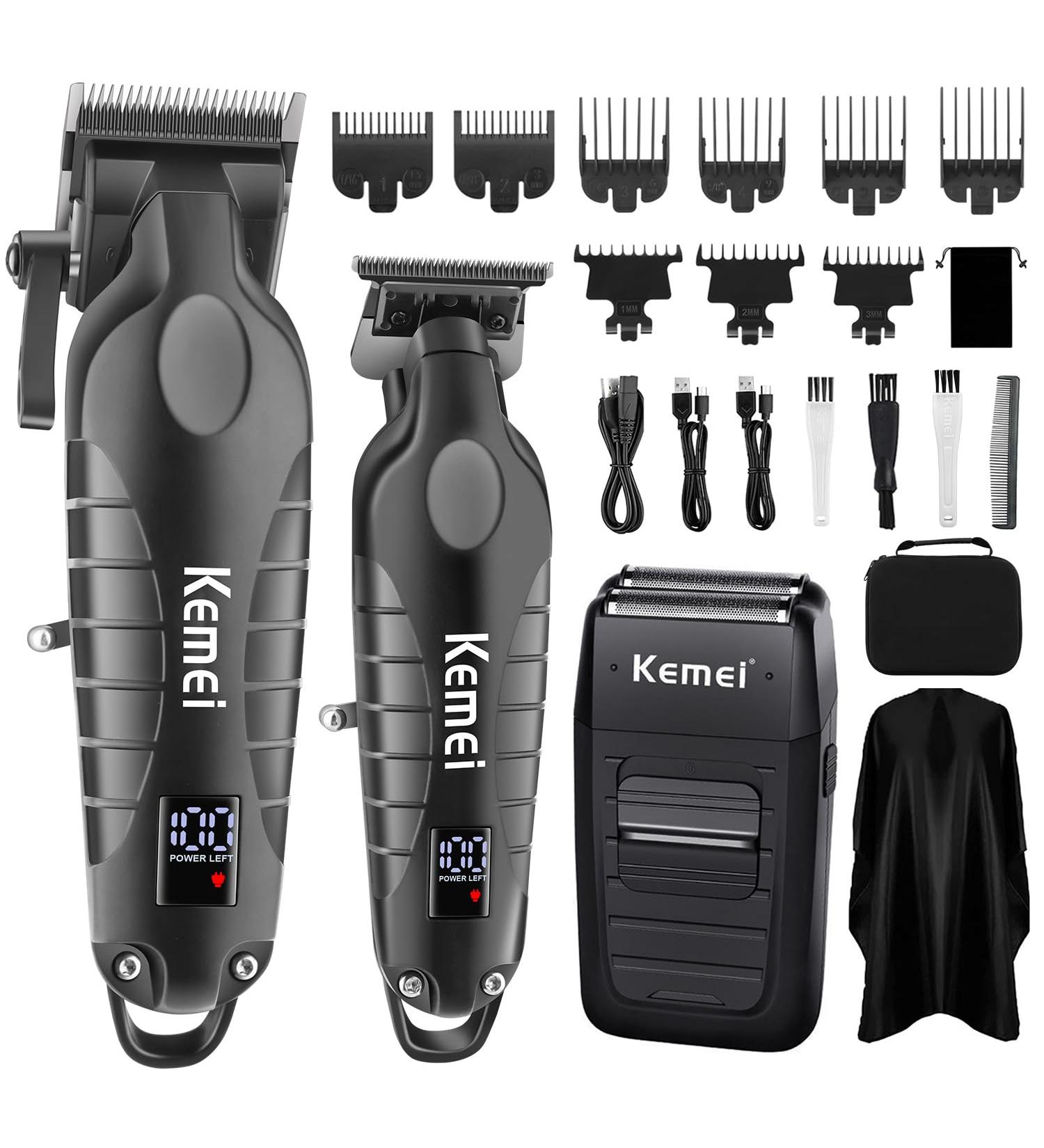 KEMEI Professional Cordless Hair Clippers & Beard Trimmer Set | Rechargeable Haircut Kit for Men - KM-2290 KM-2293 KM-1102 - Buy Online on GoSupps.com