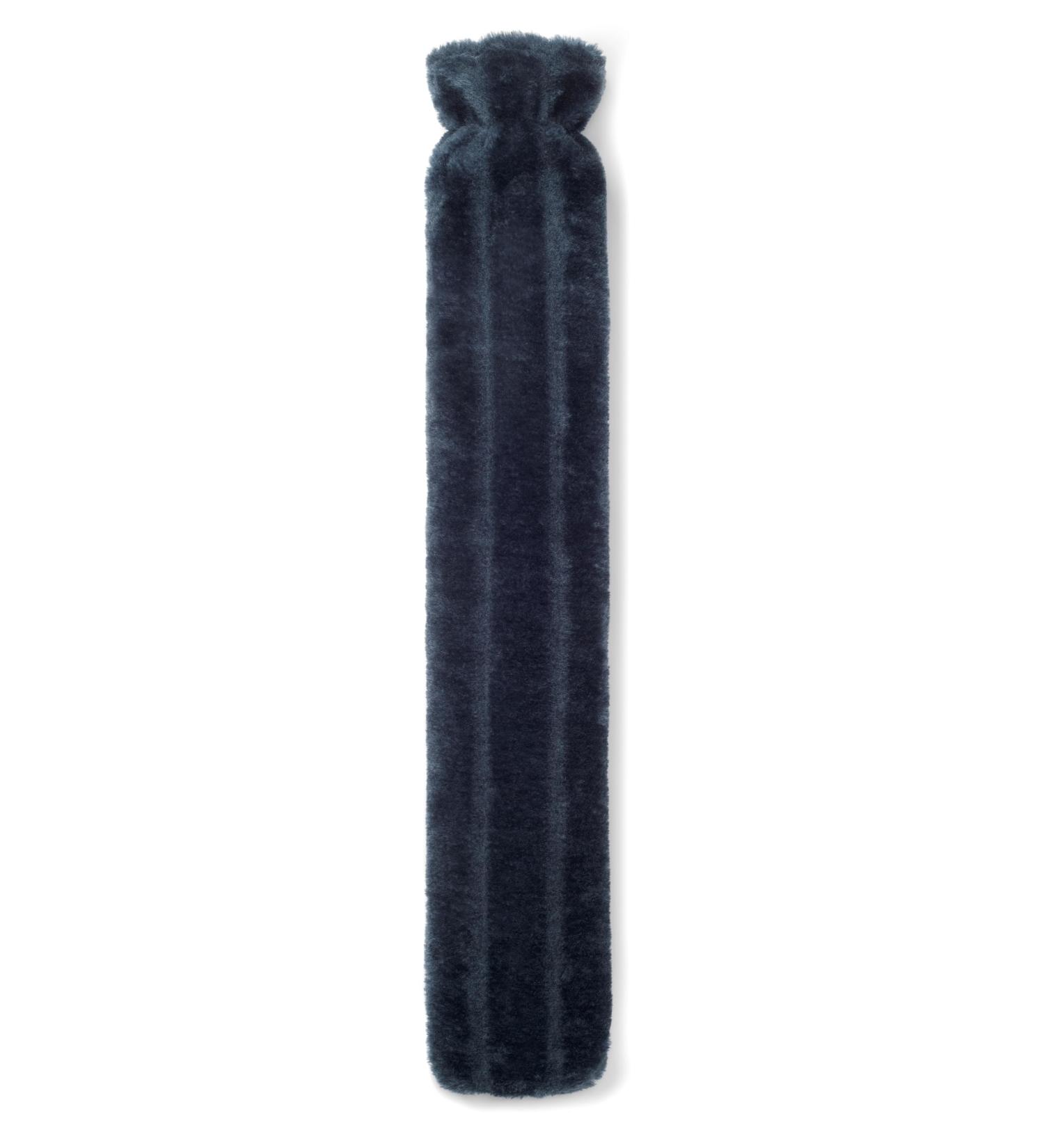Brevian 2 Litre Large Hot Water Bottle with Soft Faux Fur Cover - Midnight Blue Long | UK - Buy Online on GoSupps.com