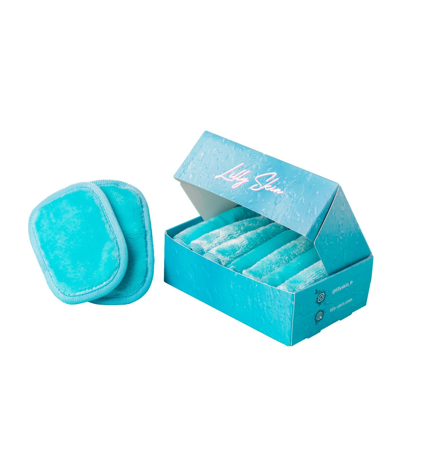 Washable & Reusable Makeup Removal Pads - Lilly Skin Microfiber Towels (7 Pads Ice Blue) for Facial Cleansing - Buy Online on GoSupps.com
