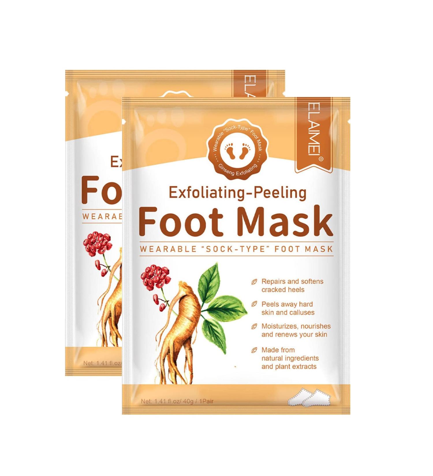 Premium Foot Mask - 2 Pairs Ginseng Peeling Socks for Calluses & Dead Skin Removal - Effective Foot Peel for Men & Women - Buy Online on GoSupps.com