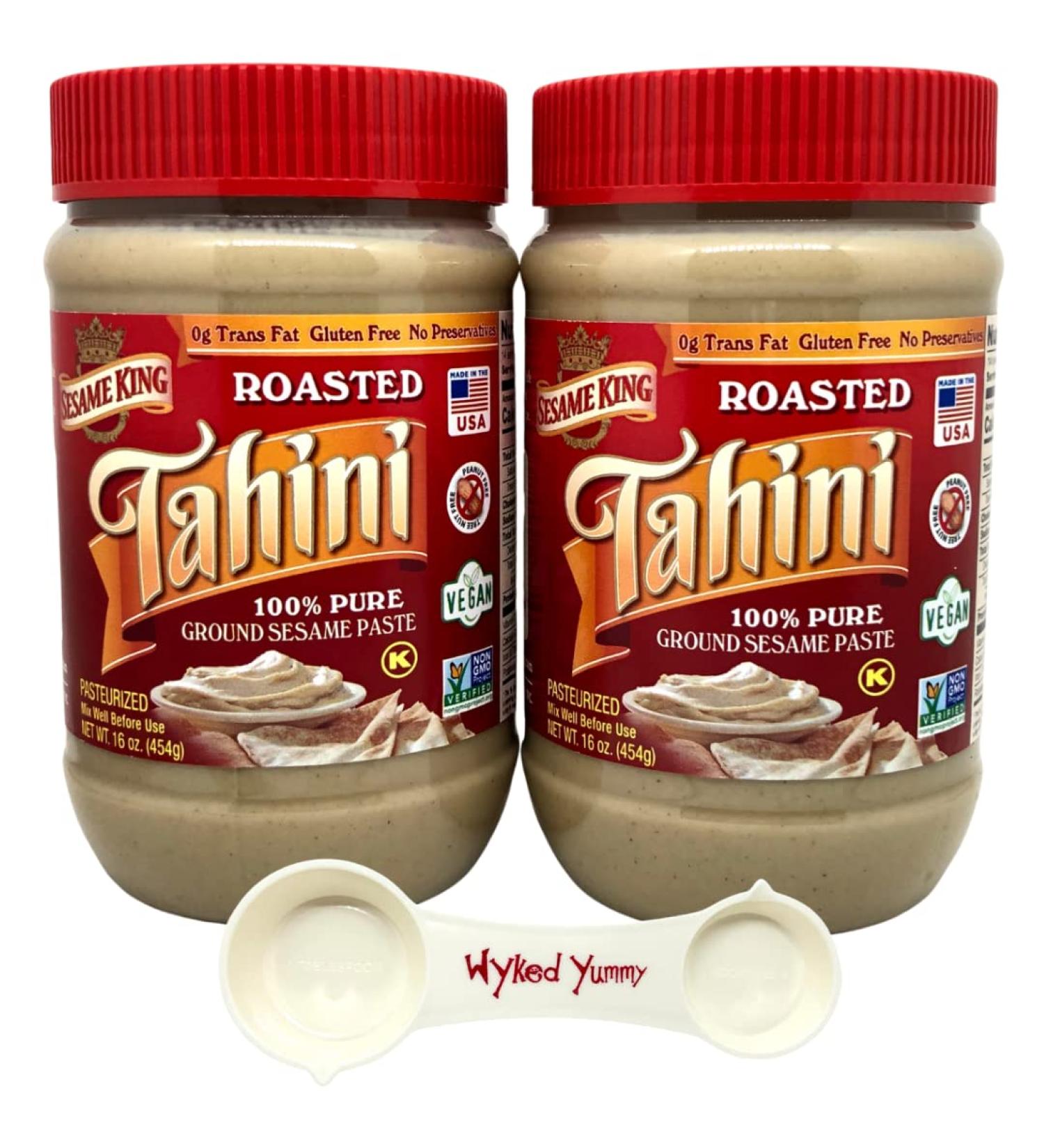 Sesame King Roasted Tahini 16oz Jars (2 Pack) + WYKED YUMMY 4-in-1 Measuring Spoon Bundle - Buy Online on GoSupps.com