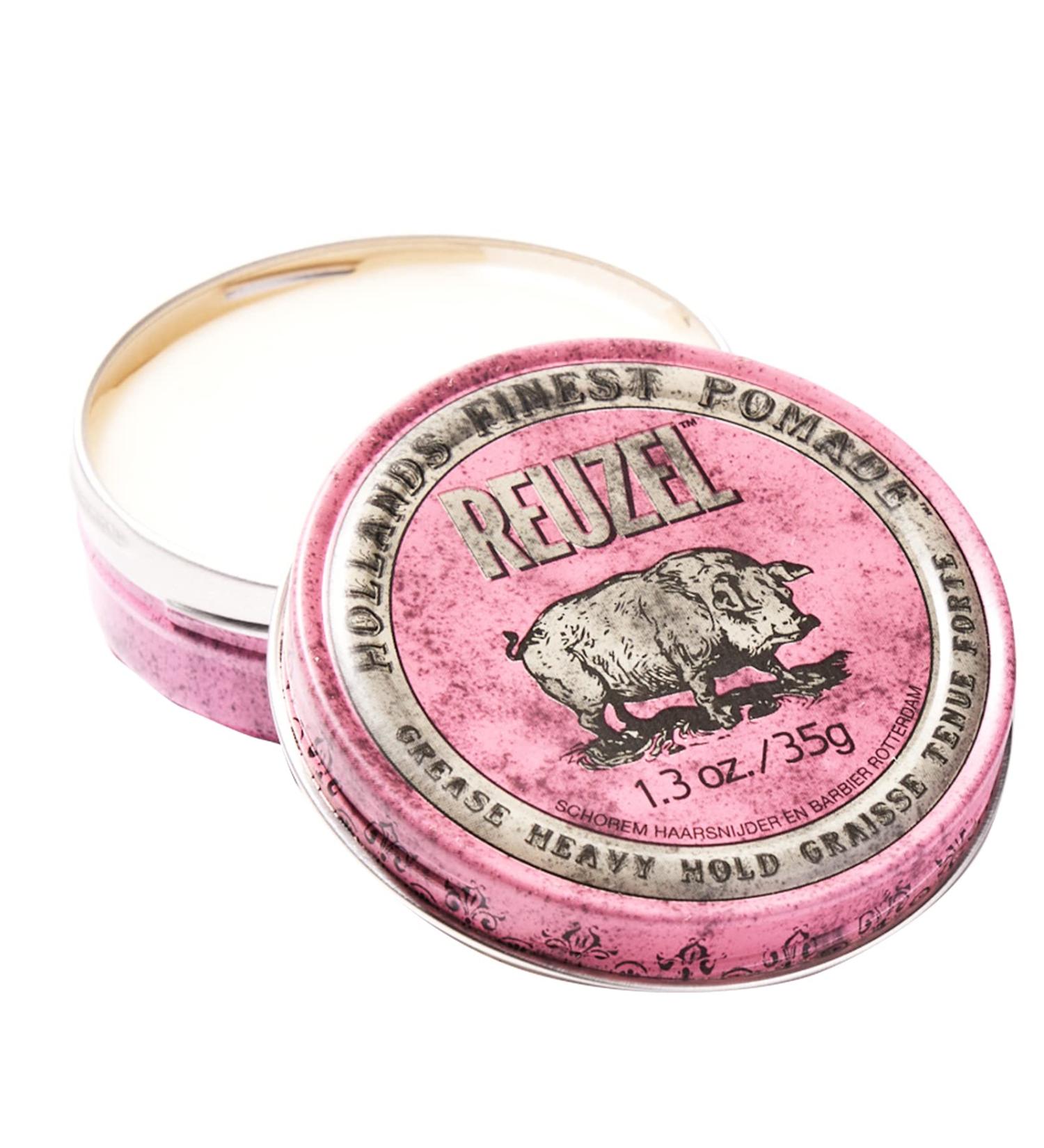 Reuzel Pink Grease Heavy Hold Pomade - Men's Hair Wax 35g - Strong Hold Versatile Styling - Buy Online on GoSupps.com