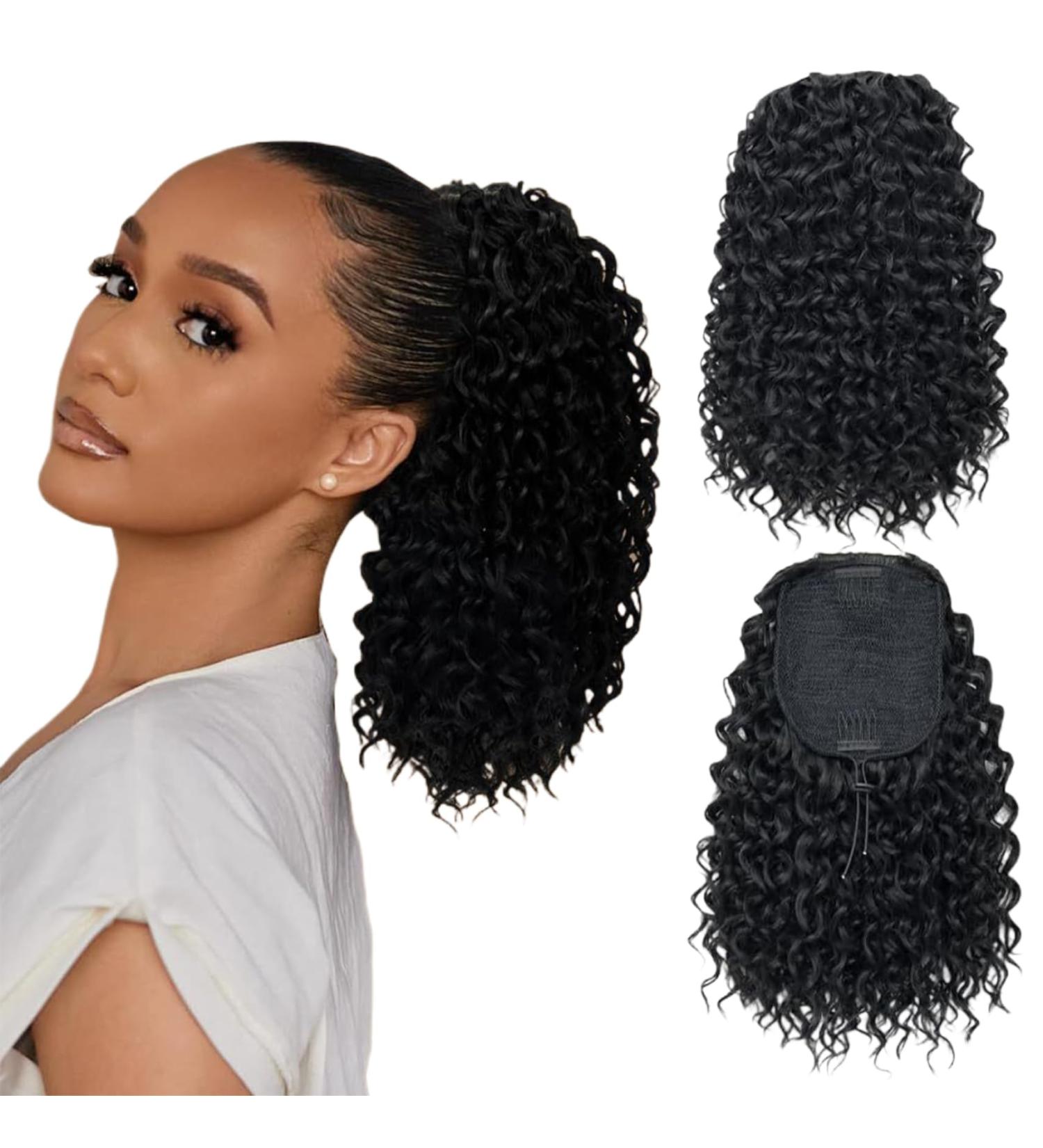 Ponytail Extension Clip In Drawstring Ponytail for Women 10in Curly Multi-layer Shaggy Medium Length Washable Fake Ponytail for Women Hairstyling - Buy Online on GoSupps.com