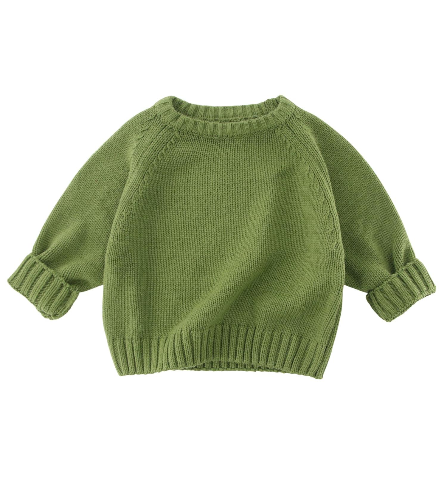KISLOVE Knitted Jumper: Unisex Toddler Sweater, Ribbed Chunky Pullover for Autumn Outwear, Green - Size 120 - Buy Online on GoSupps.com