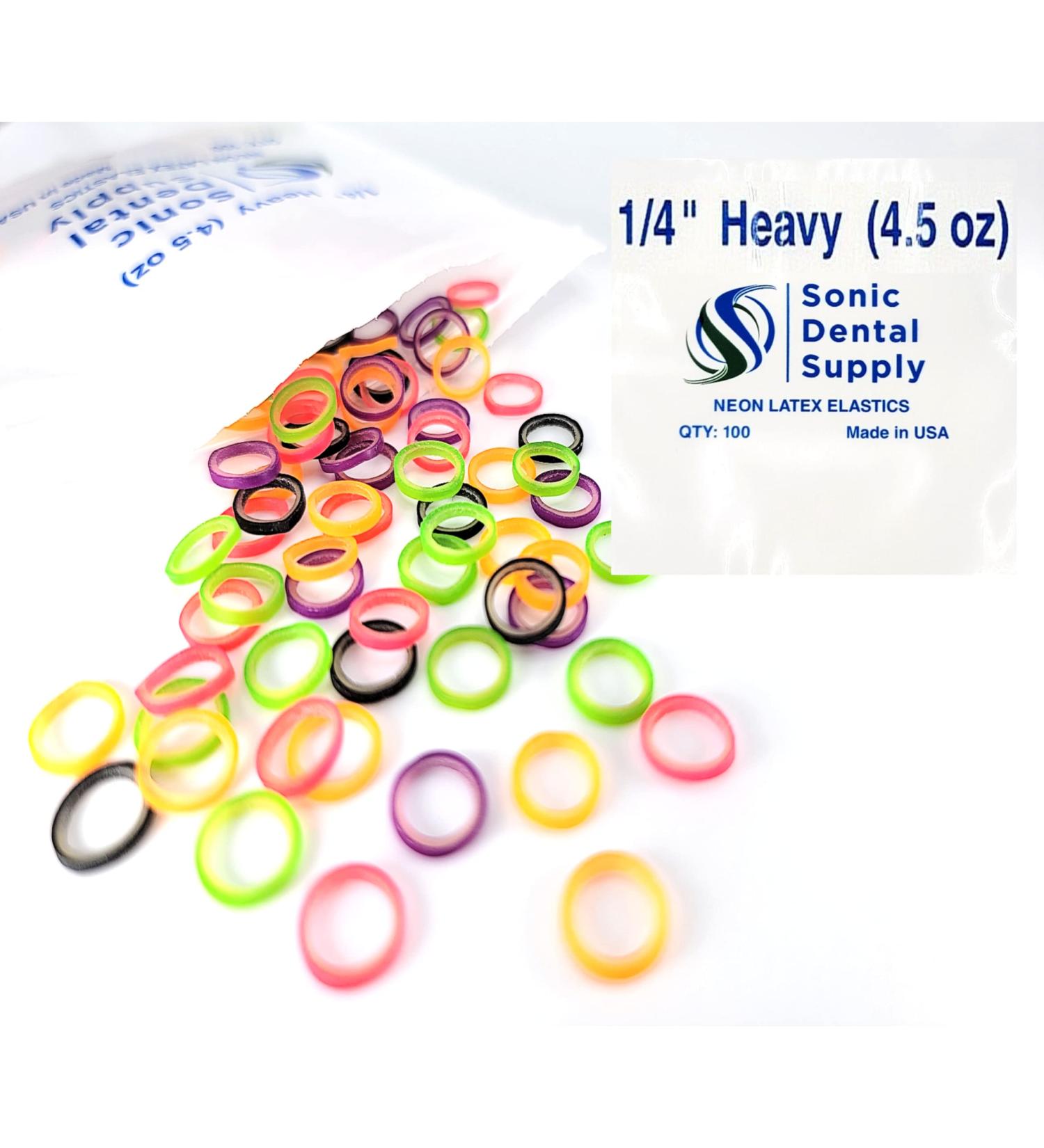 1/4 Inch Orthodontic Elastic Rubber Bands - 100 Neon Latex Bands - Made in USA - Sonic Dental - Buy Online on GoSupps.com