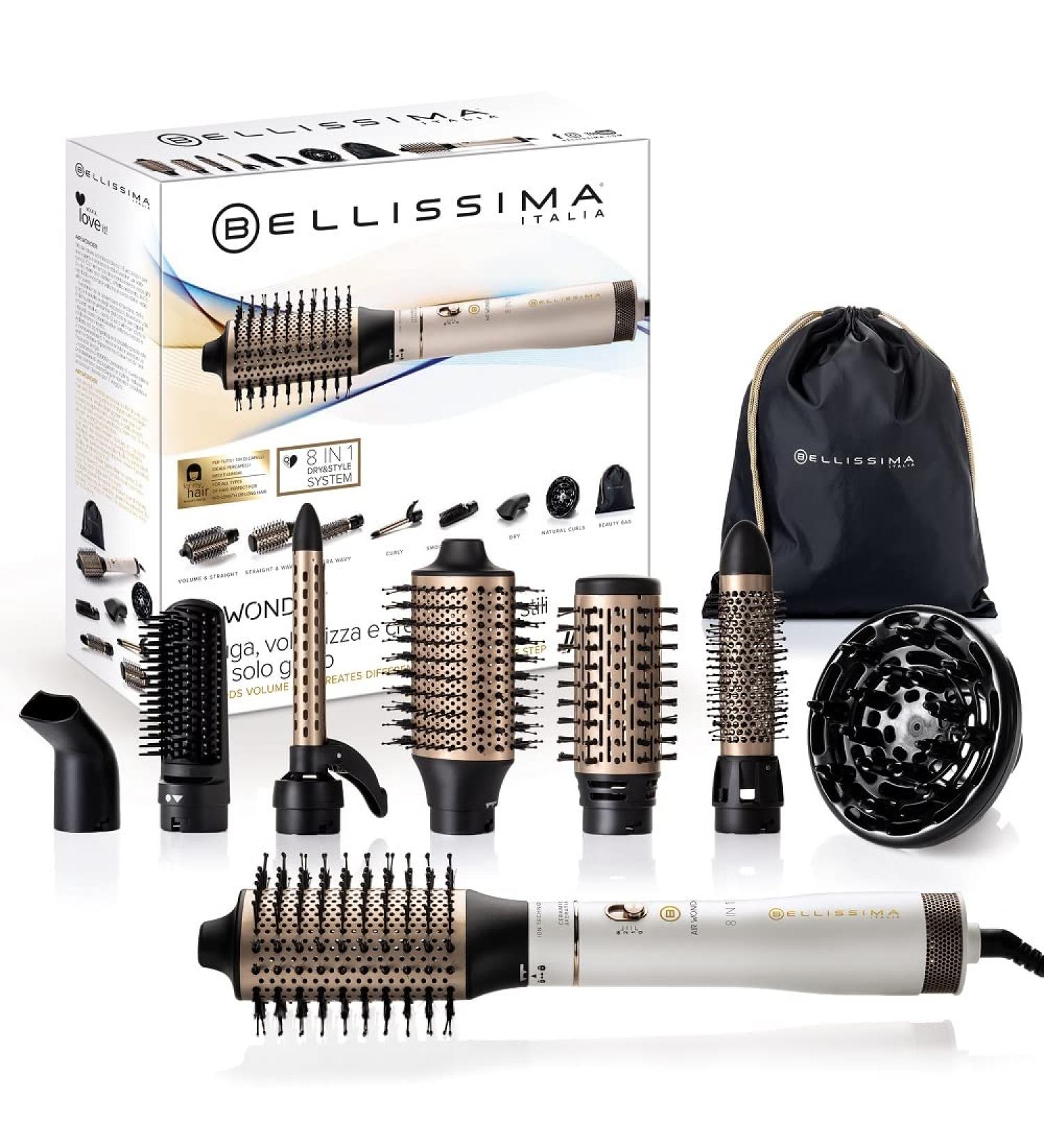 Bellissima 8-in-1 Interchangeable Hot Air Brush Dryer and Volumizer with Ion Technology, Ceramic and Keratin Coated Brushes - 1000W UK Plug - Buy Online on GoSupps.com