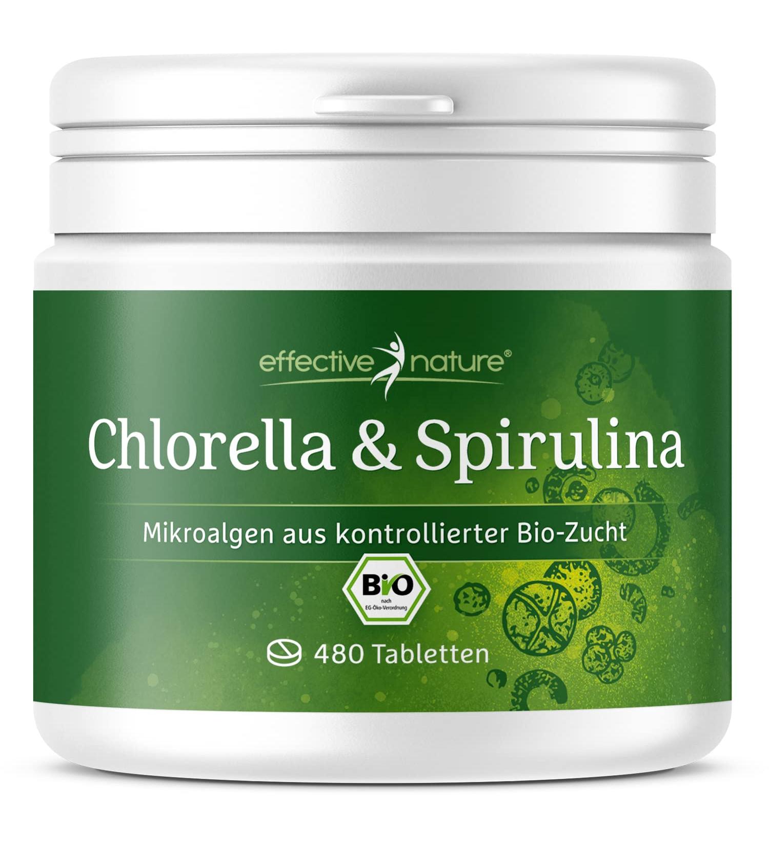 Buy 100% Natural Spirulina Chlorella Tablets - 480 Organic Algae Superfood - Boost Your Health for 1-2 Months - Buy Online on GoSupps.com