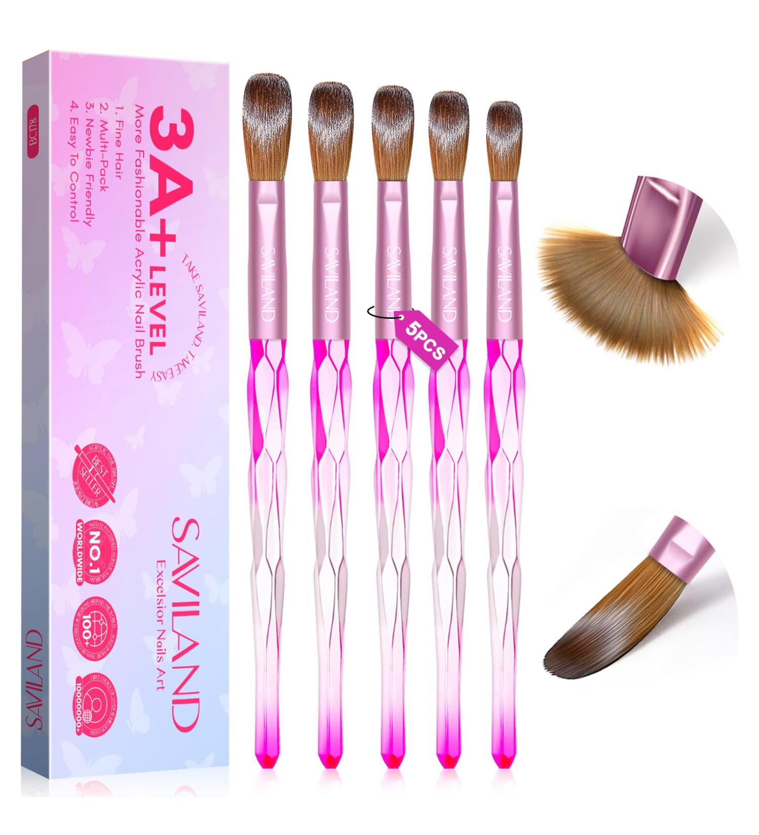 SAVILAND 5pcs Acrylic Nail Brush Set | Professional Acrylic Nail Brushes for Extensions Carving & DIY | Size 4/8/10/14/16 - Perfect for Nail Salons & Home Use - Buy Online on GoSupps.com
