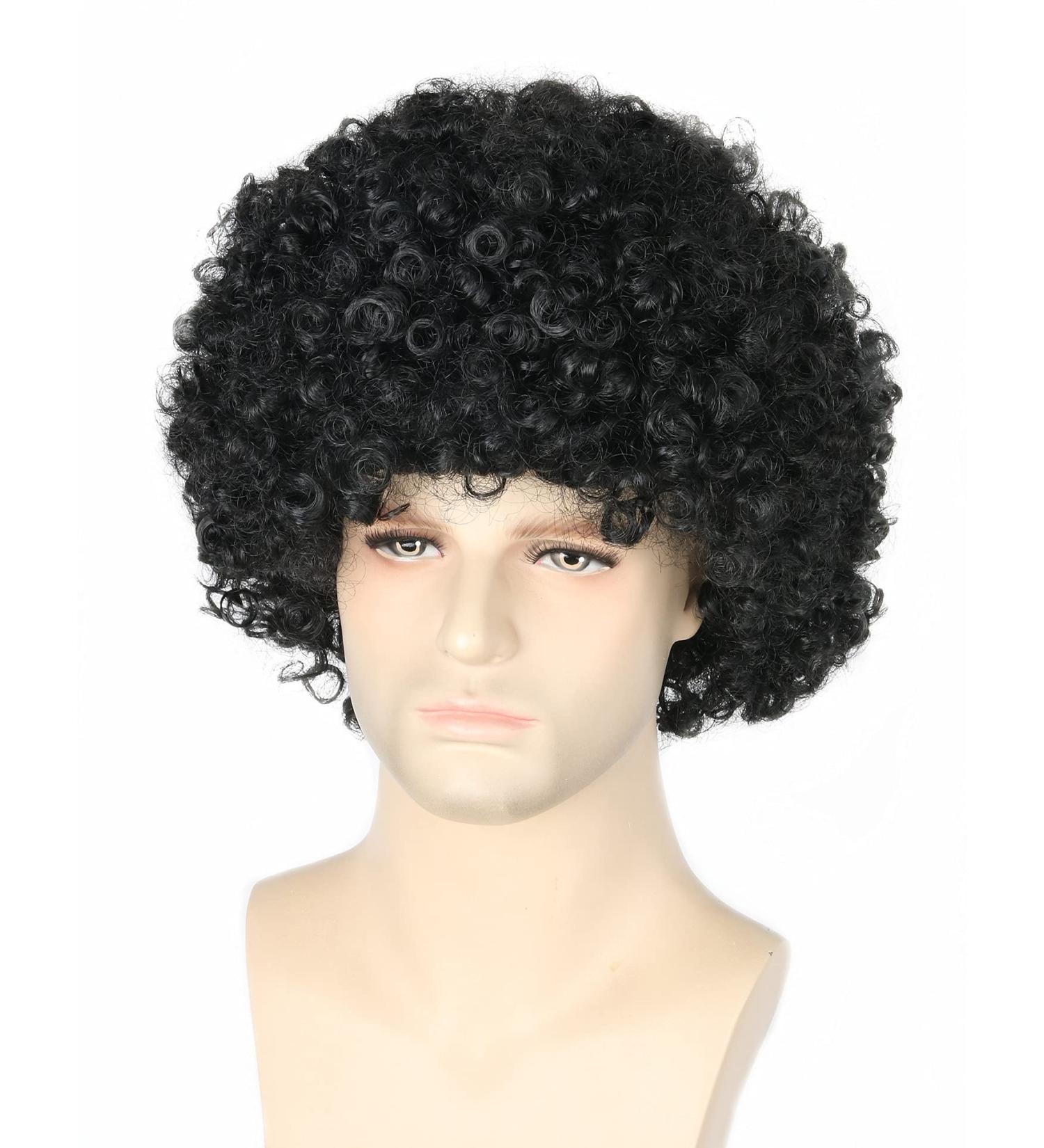 Topcosplay Men's Afro Wig | 80s 70s Disco Style | Short Curly Brown & Blonde Wig for Halloween Cosplay - Buy Online on GoSupps.com