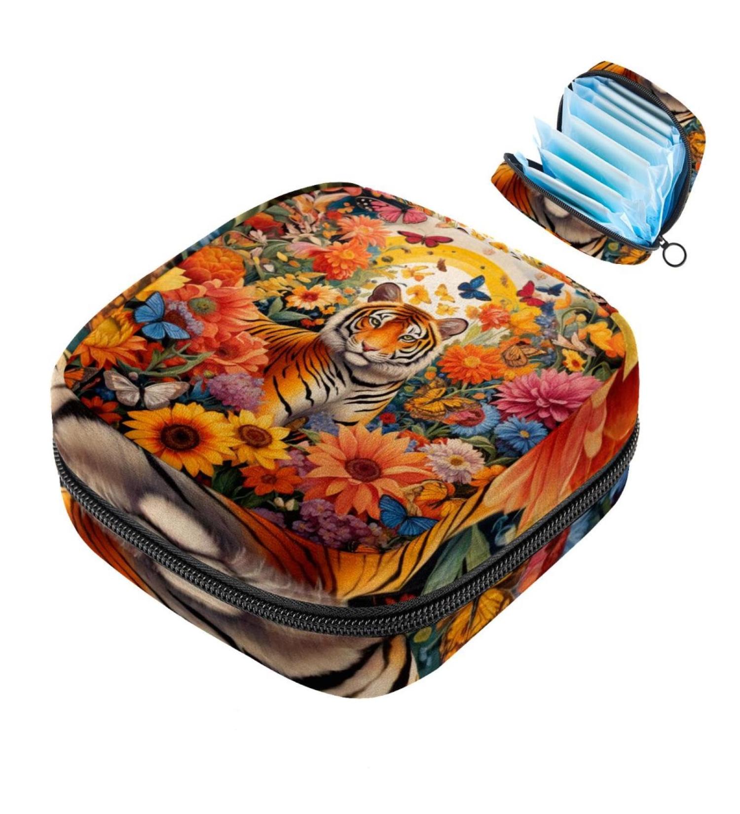 Large Capacity Storage Bag for Women's Bandages & Menstrual Cup - Colorful Skull Pattern - Travel Organizer - Makeup Storage (Pack of 1) - Buy Online on GoSupps.com