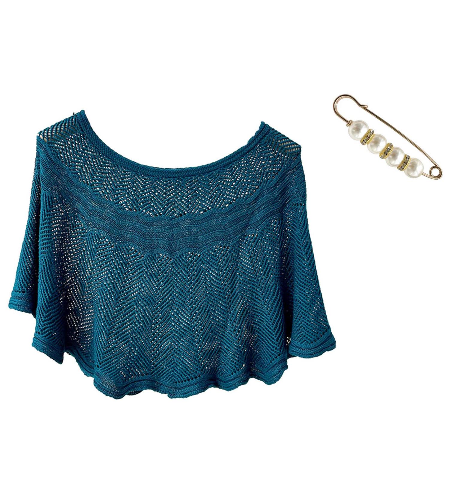 Women Casual Open Knit Top Lace Summer Lightweight Solid Hollow Out Knitted Sun Proof Shawl Wraps Sparkly Jacket Over Dress (Blue One Size) - Buy Online on GoSupps.com