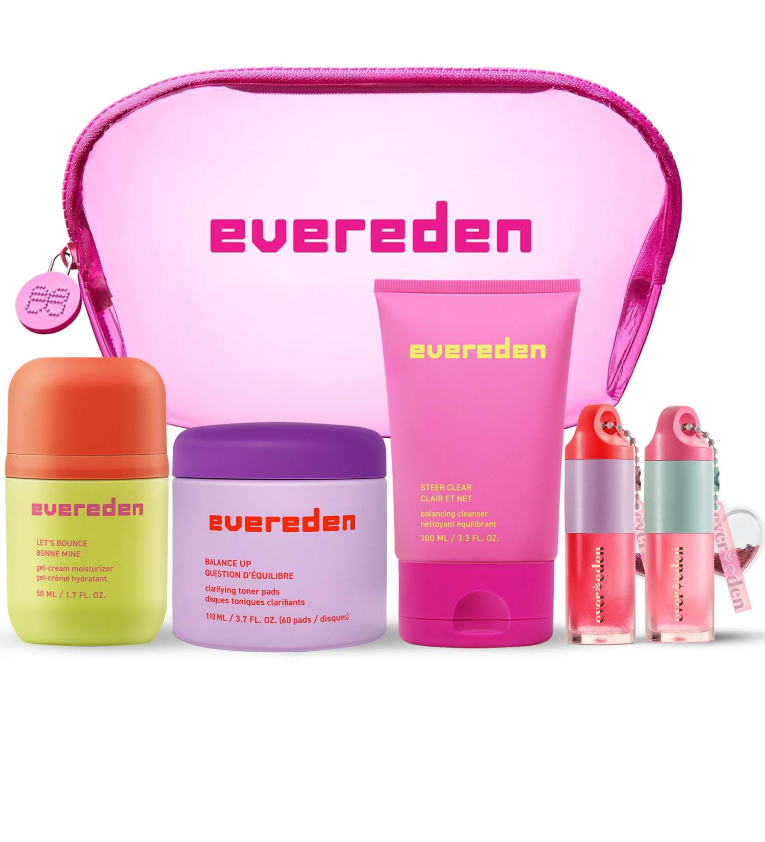 Evereden Preppy Teen Skincare Collection & Lip Gloss Set Triple Green Tea Cleanser Teen Face Wash, Gel-Cream Moisturizer, Toner Pads for Face & Tinted Non-Toxic Lip Gloss (Ruby Red & Sakura Pink) - Buy Online on GoSupps.com
