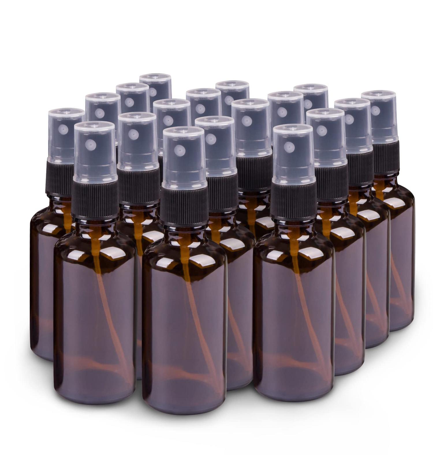 Set of 18 Small 2oz Amber Glass Spray Bottles for Essential Oils - Fine Mist Mini Spray Bottles - Buy Online on GoSupps.com