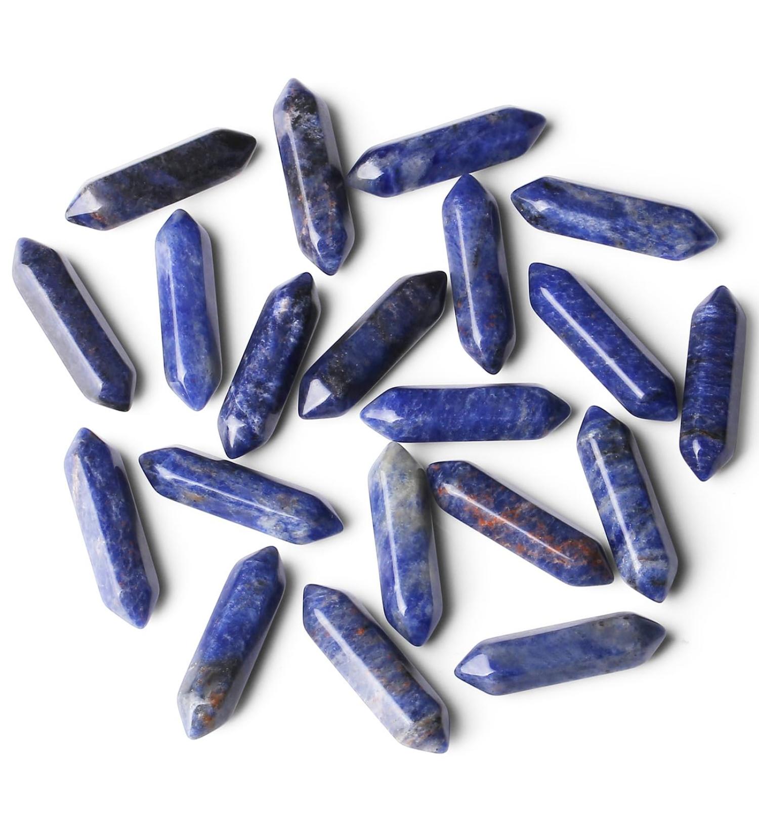 Xiannvxi 20-Piece Blue Sodalite Healing Crystal Set Natural Polished Drum Stones & Magic Wand for Reiki & Witchcraft | Perfect Gift - Buy Online on GoSupps.com