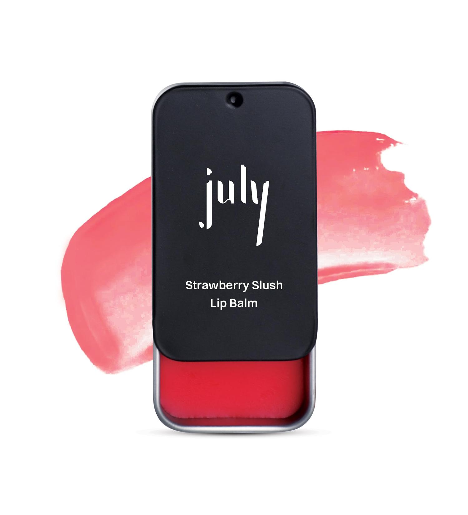 July Strawberry Slush Lip Balm - 24hr Moisturization SPF 15 Hydrate & Lighten Dry Lips Enriched with Jojoba & Almond Oil 10gm for Men & Women - Buy Online on GoSupps.com