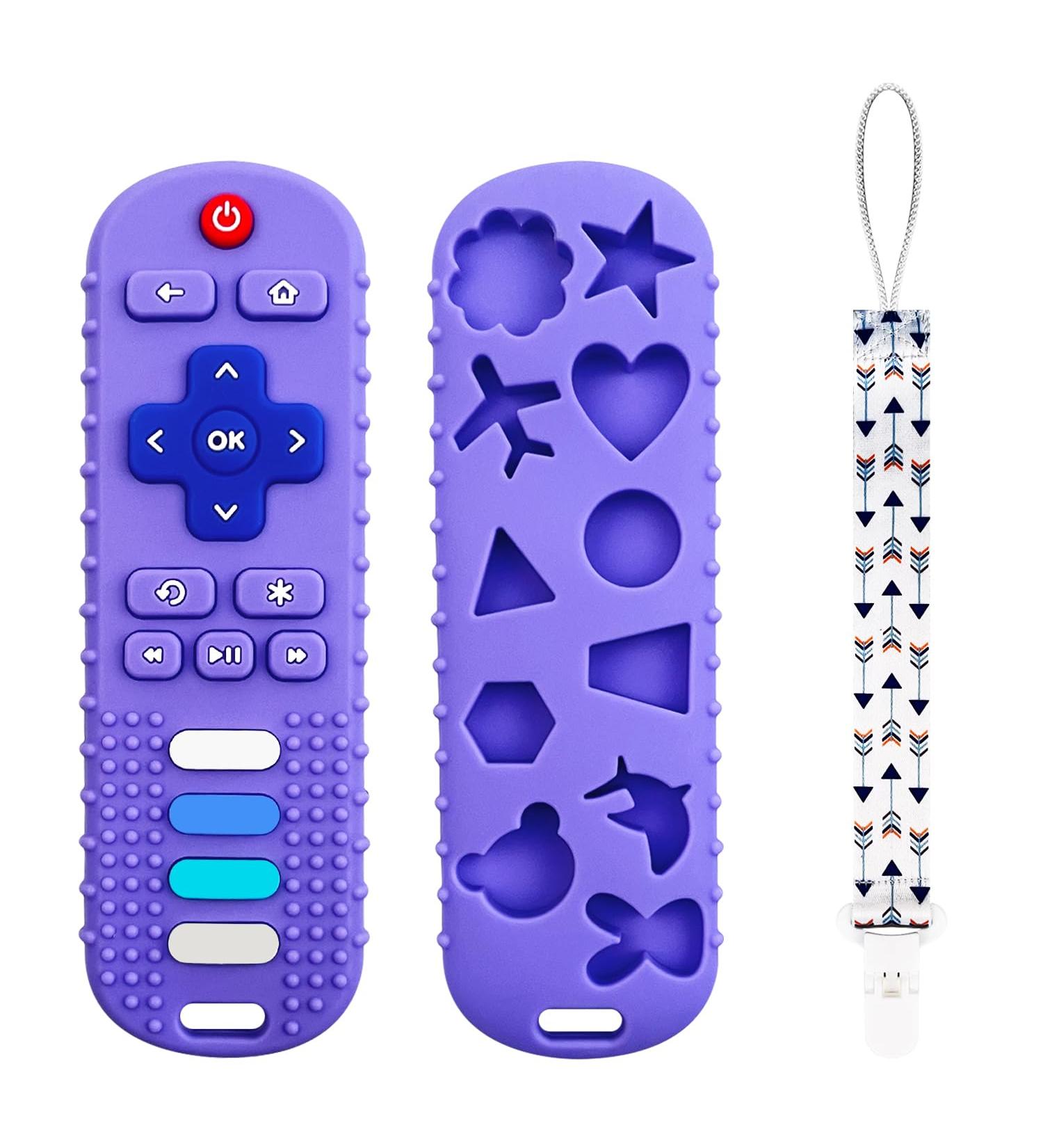 Soothing Silicone Baby Remote Teether Toy - Purple | Teething Relief for Babies - Buy Online on GoSupps.com