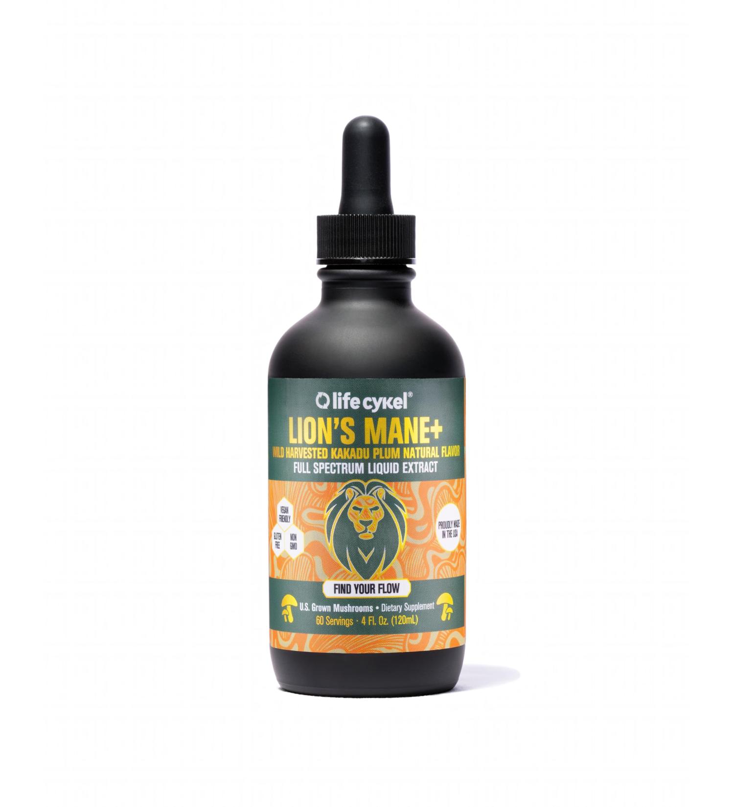 Life Cykel - Lion's Mane Mushroom Extract with Kakadu Plum - Brain Booster Nootropic for Memory Focus & REM Sleep - Non-GMO Organic Mushroom Tincture - 4 Fl Oz (60 Servings) 4 Fl Oz (Pack of 1) - Buy Online on GoSupps.com