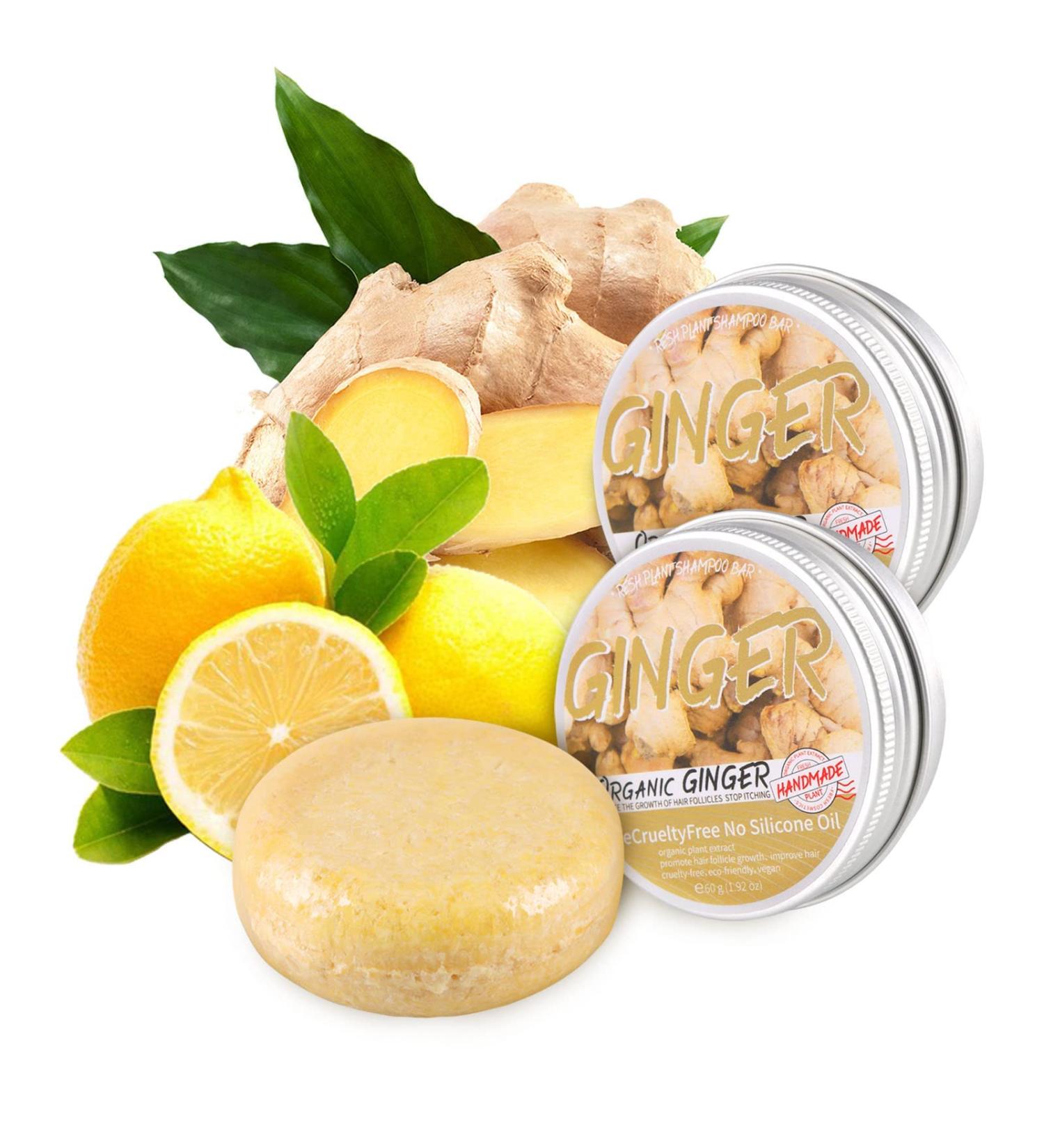 Ginger Hair Regrowth Shampoo Bar - Natural Organic Formula for Hair Growth (2 Pcs) - Buy Online on GoSupps.com