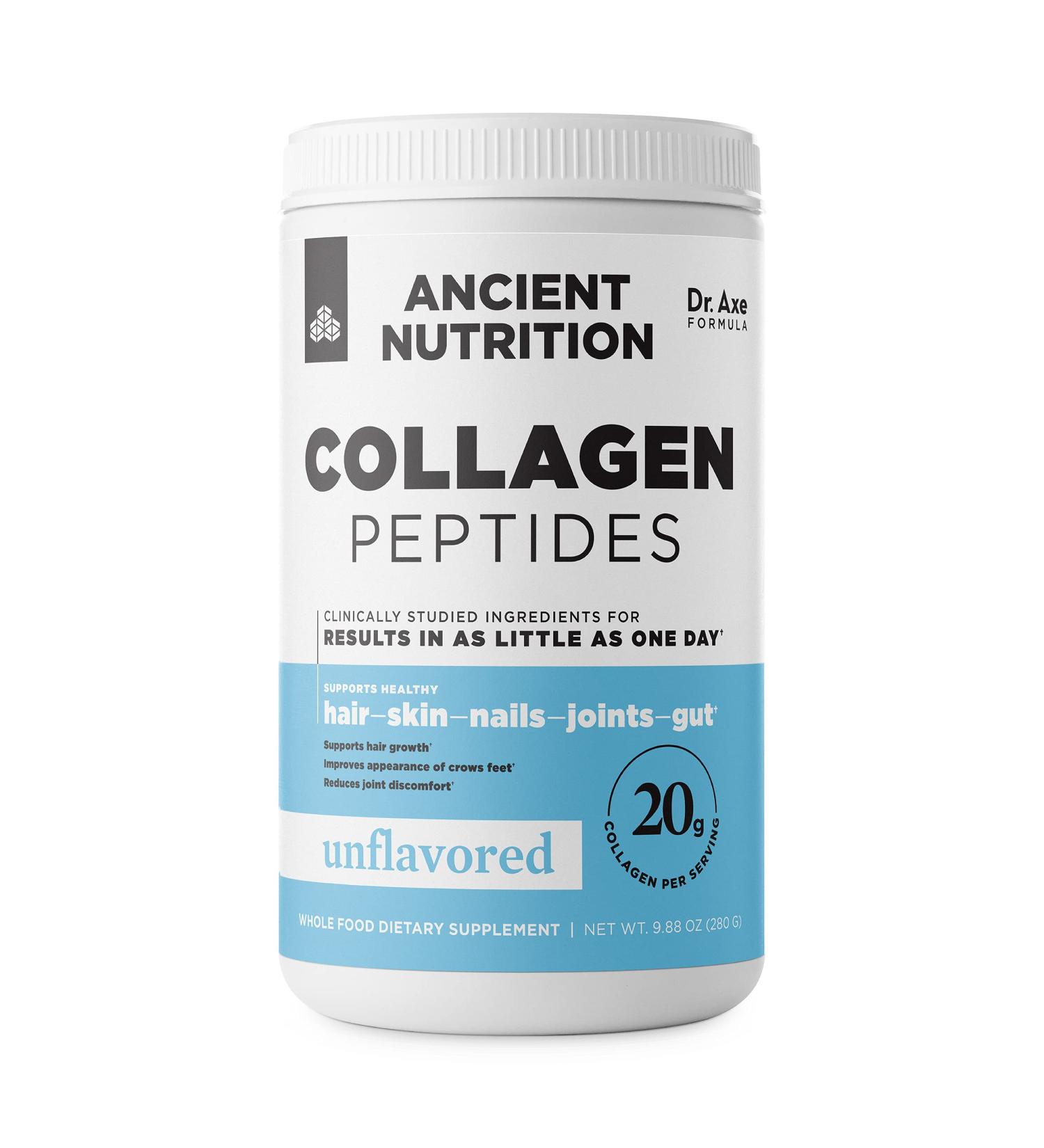 Collagen Peptides by Ancient Nutrition  Collagen Peptides Powder  Unflavored Hydrolyzed Collagen  Supports Healthy Skin  Joints  Gut  Keto and Paleo Friendly  14 Servings  20g Collagen per Serving Unflavored 9.88 Ounce (1 - Buy Online on GoSupps.com