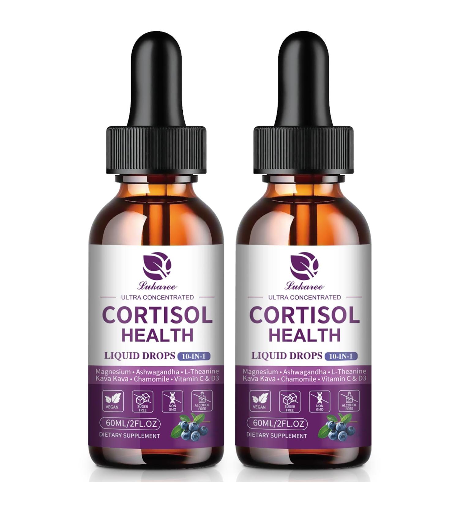 Lukaree Cortisol Supplements for Women 10 in 1 Cortisol Reducer Detox with Ashwagandha L-theanine Kava Kava Magnesium Lower Cortisol Mood Focus Sleep Support - 2 FL.OZ Blueberry Flavor Blueberry 2 Fl Oz (Pack of 2) - Buy Online on GoSupps.com