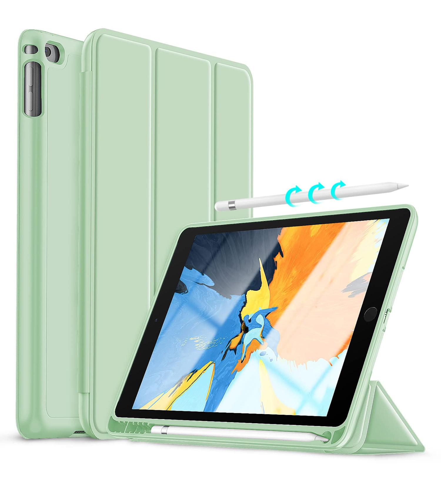 Hoidokly iPad Air 2 Case with Pencil Holder - Smart Folio Cover for iPad 9.7 2018/2017/2014/2013 - Matcha Green - Buy Online on GoSupps.com