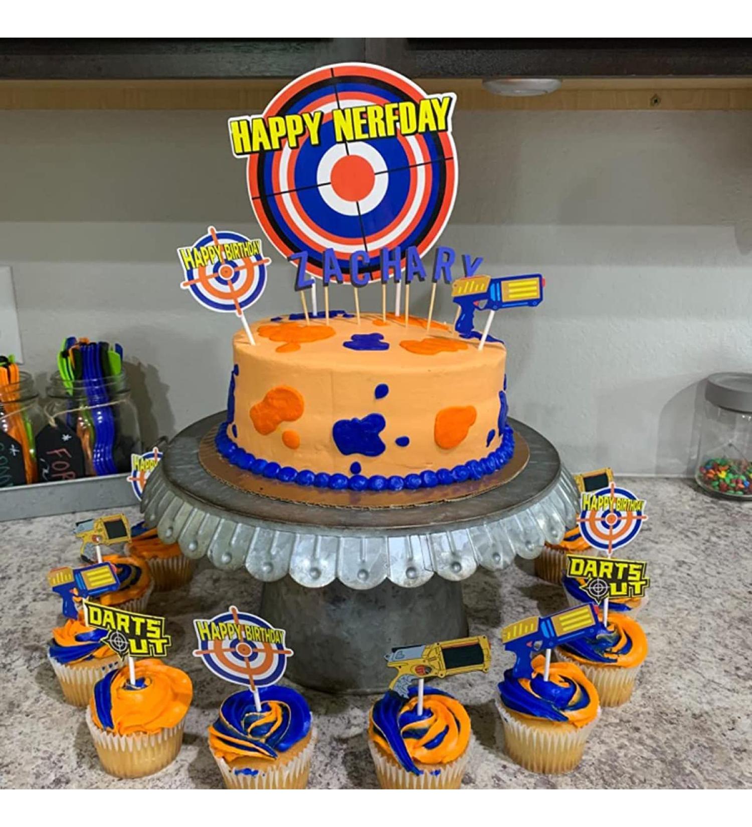 Cake Decorations for Nerf Cake Topper Cupcake Toppers Boys Birthday Gun Party Supplies - Buy Online on GoSupps.com