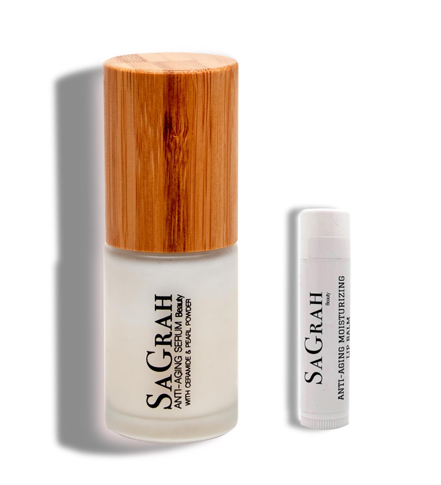 SaGrah Beauty Anti-Aging Ceramide Serum and Lip Balm Duo - Anti-Aging Skincare Set for Your Skin and Lips For Daily Use - Buy Online on GoSupps.com