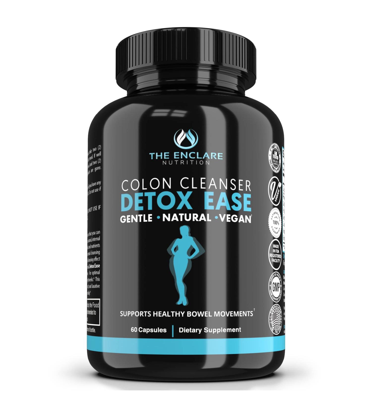 Detox Ease Colon Cleanse - Natural Vegan Diet Pills for Healthy Bowel Movements & Digestive Health - Buy Online on GoSupps.com