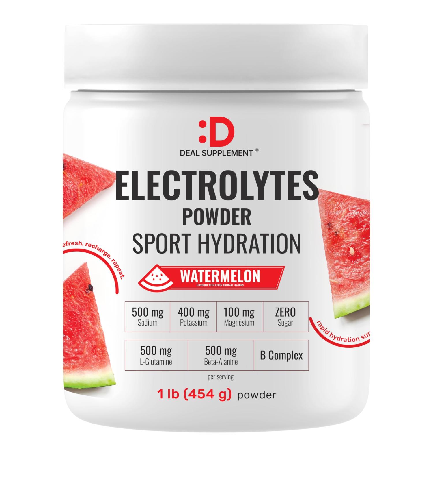 DEAL SUPPLEMENT Daily Electrolyte Hydration Powder Sugar Free Drink Mix Watermelon Flavor 45 Servings Balanced Formula with Potassium Magnesium B Vitamins Glutamine & Beta Alanine* - Buy Online on GoSupps.com