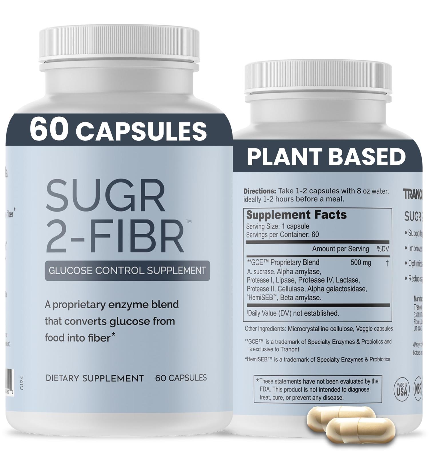 OPTIVIDA Sugr-2-Fibr Premium Blood Sugar Support Supplement (60 Veggie Capsules) Natural Blood Sugar Support & Healthy Glucose Metabolism Blood Sugar Supplement for Adults - Buy Online on GoSupps.com
