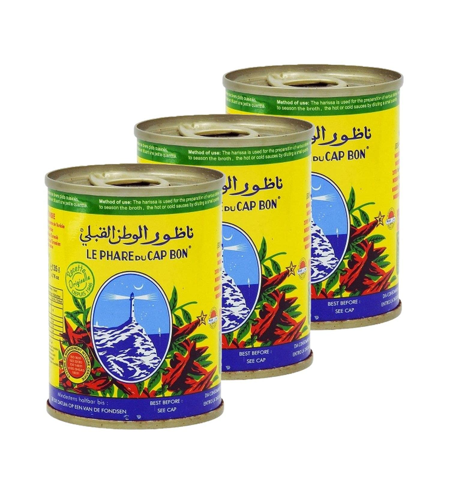 Le Phare du Cap Bon Pack of 3 Harissa - Le Phare du Cap Bon - 135g jar