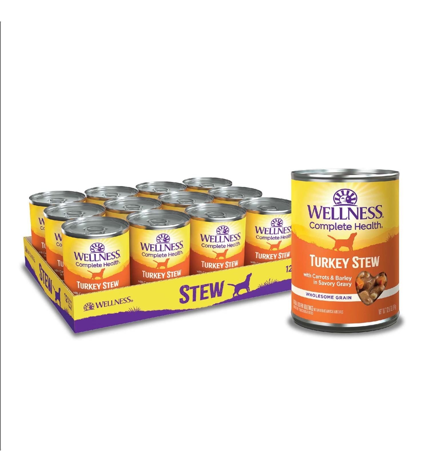 Wellness Turkey Stew Canned Dog Food, 12.5 oz (Pack of 12) - Natural & Thick Formula - Buy Online on GoSupps.com