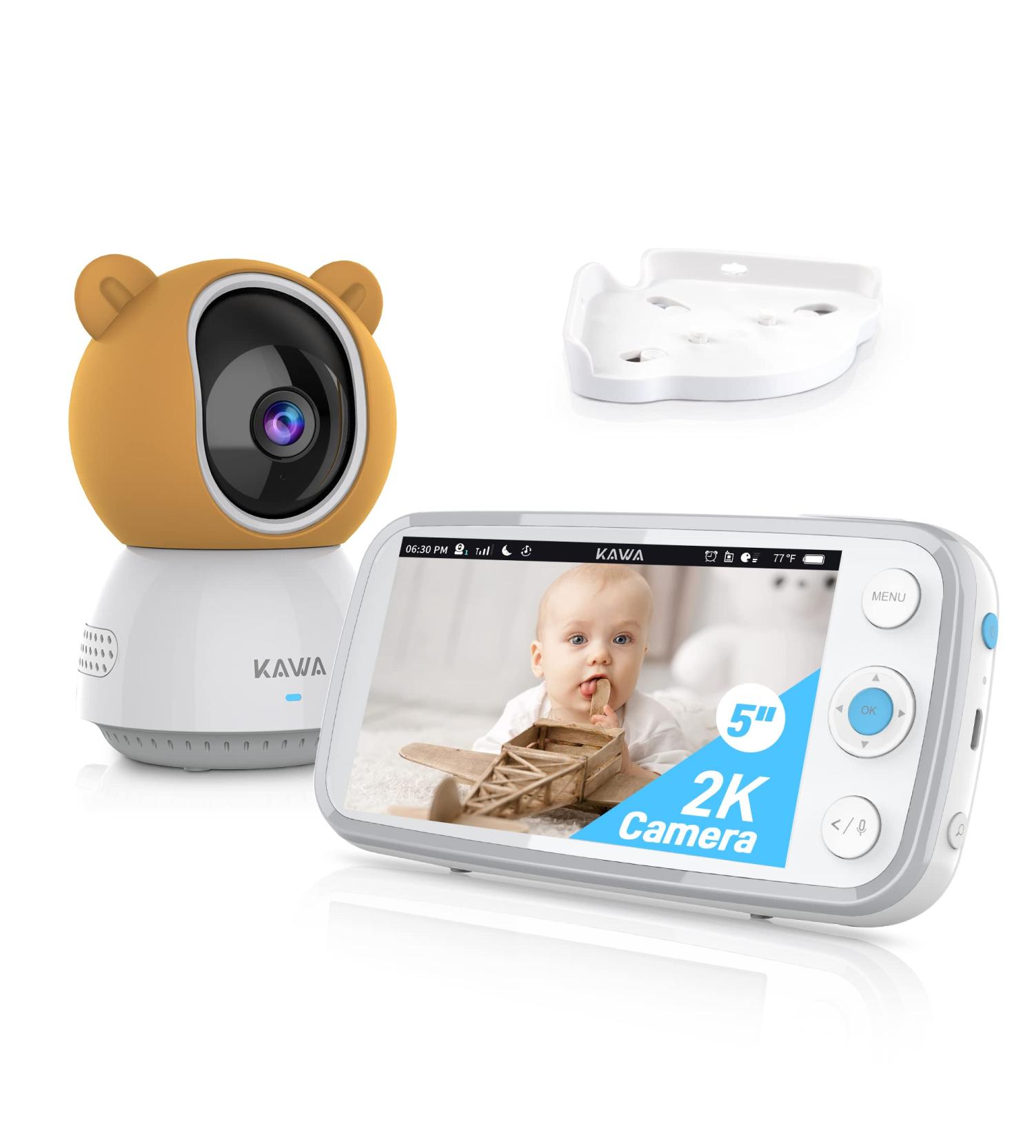 KAWA 2K QHD Video Baby Monitor with Camera, Audio, Night Vision, and 2-Way Talk - No WiFi, Recording & Playback, Temp Sensor, 4000mAh, Lullabies - 5'' Screen, 4X Zoom, 180 Flip, 1000ft Range - Buy Online on GoSupps.com